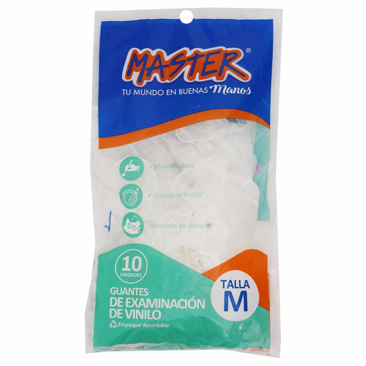 Guantes De Vinilo Mediano MASTER 10 Unidades