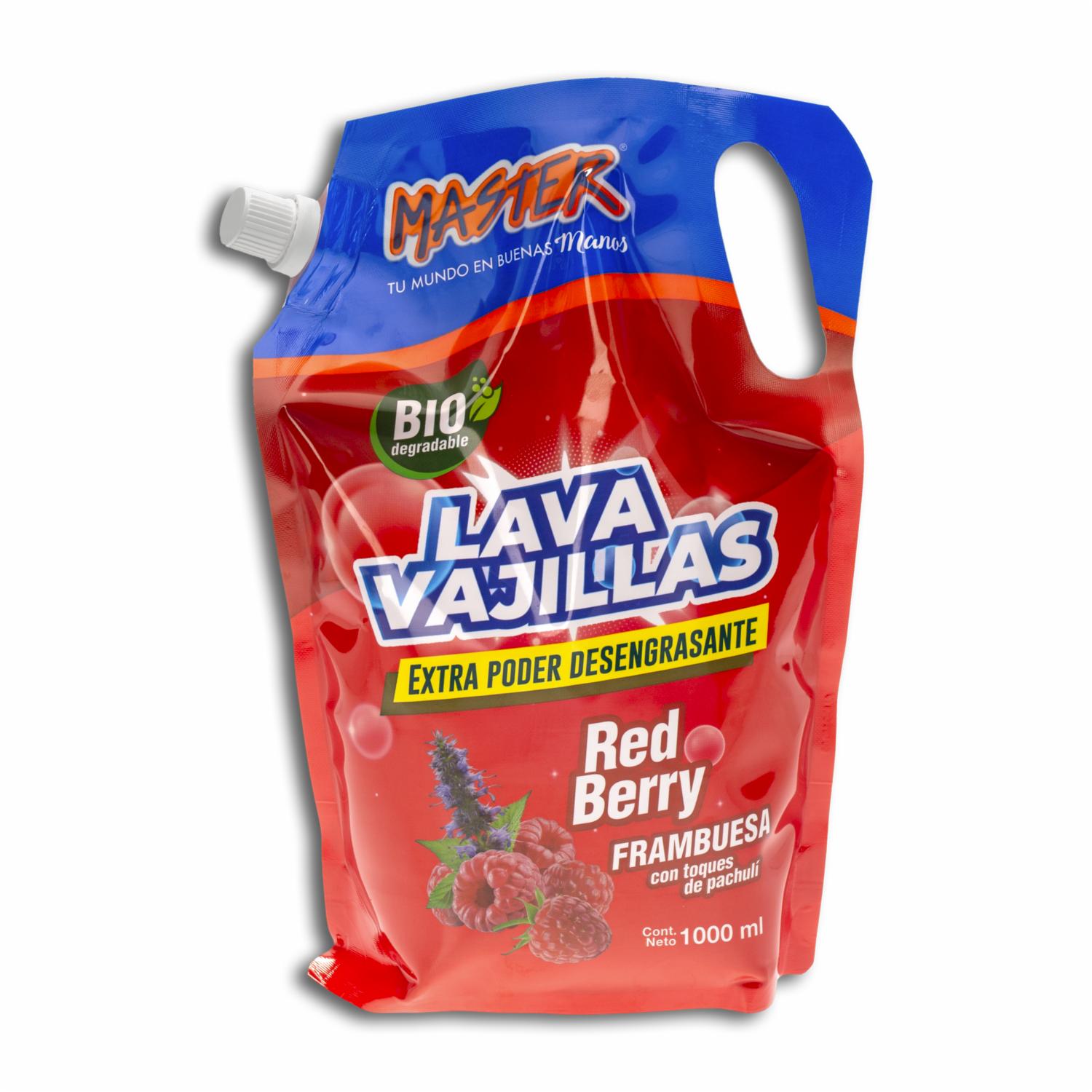 Lavavajilla Líquido Red Berry Frambuesa Pachuli MASTER 1000 ML