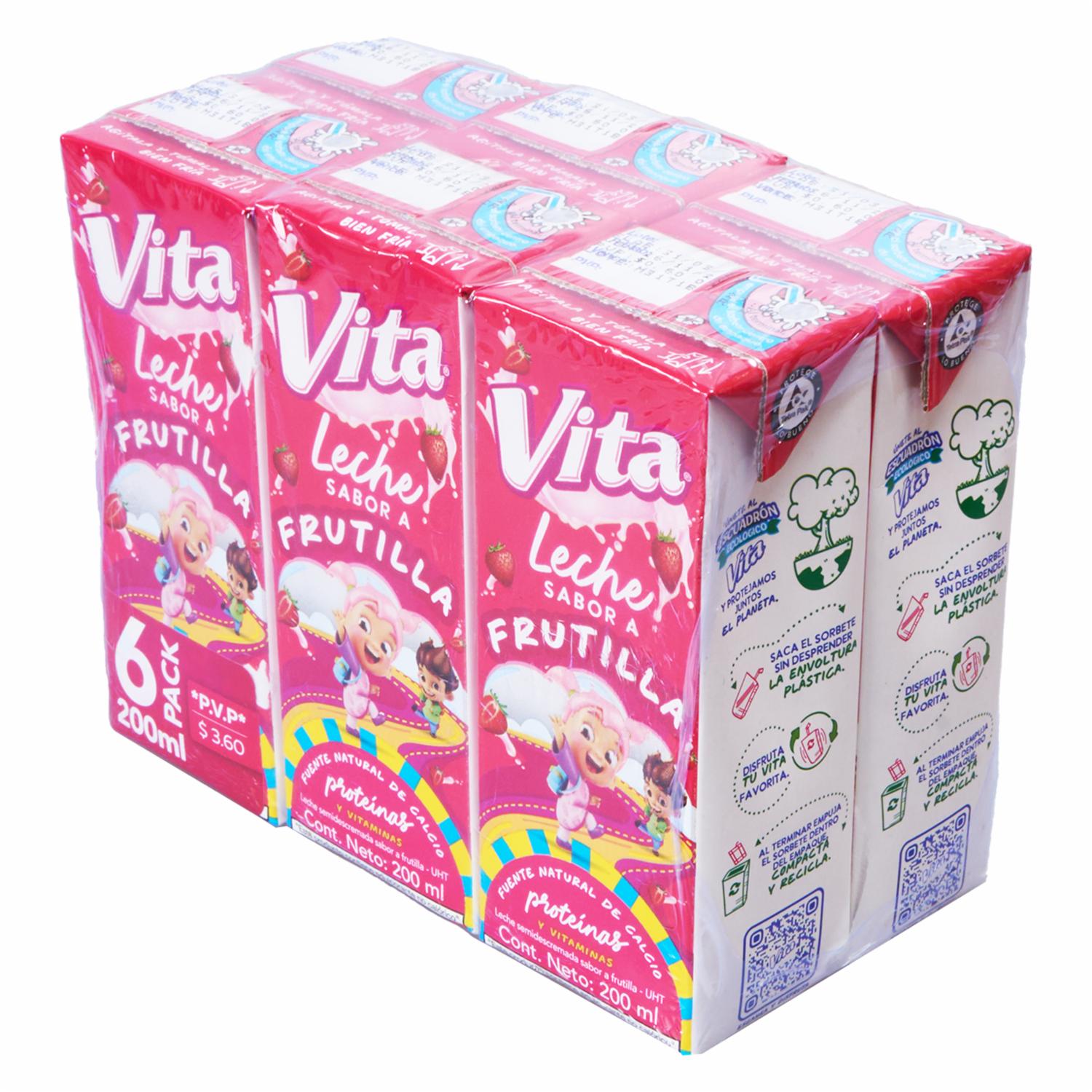 Leche Saborizada De Frutilla VITA 6 X 200 ml