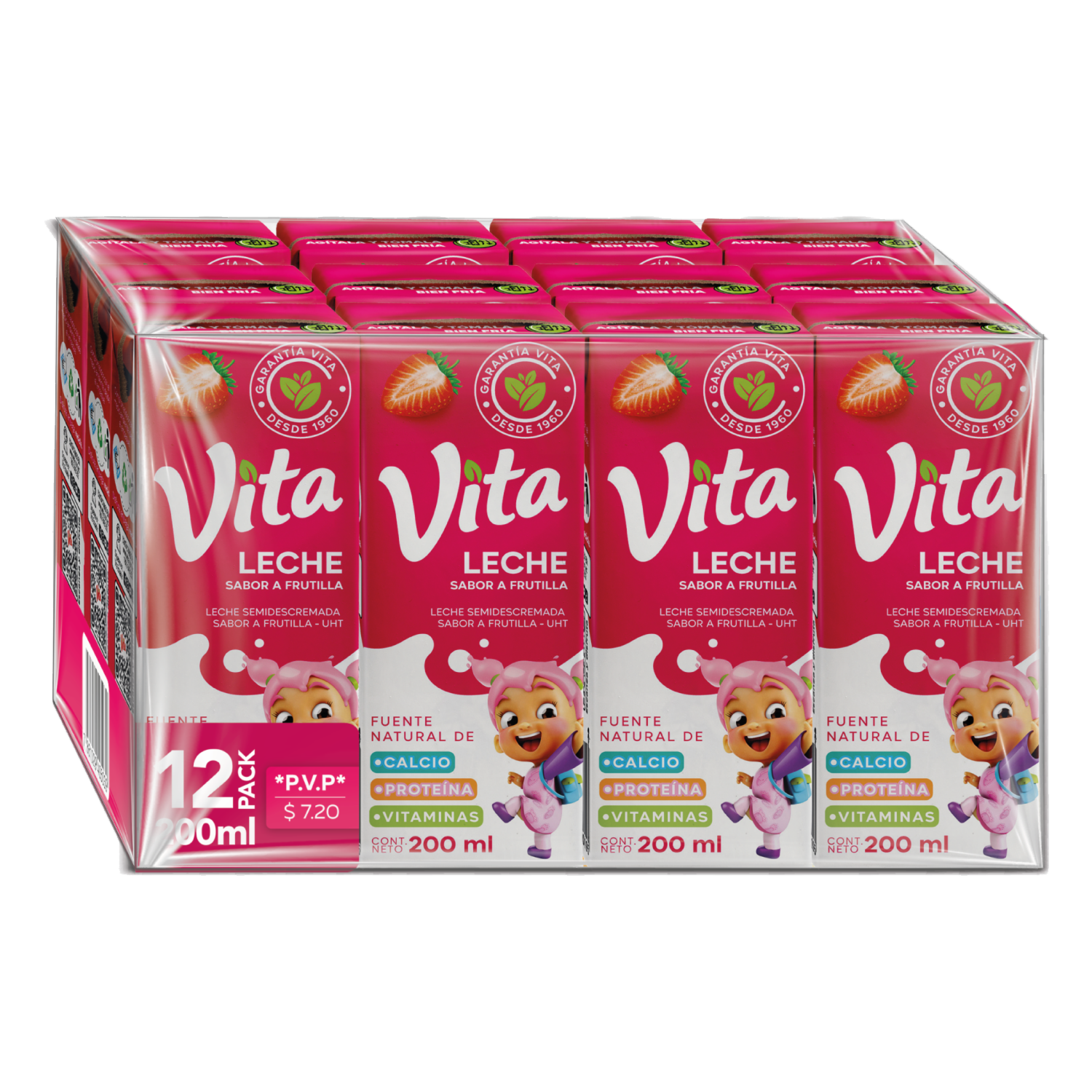 Leche Saborizada De Frutilla VITA 12 X 200 ml