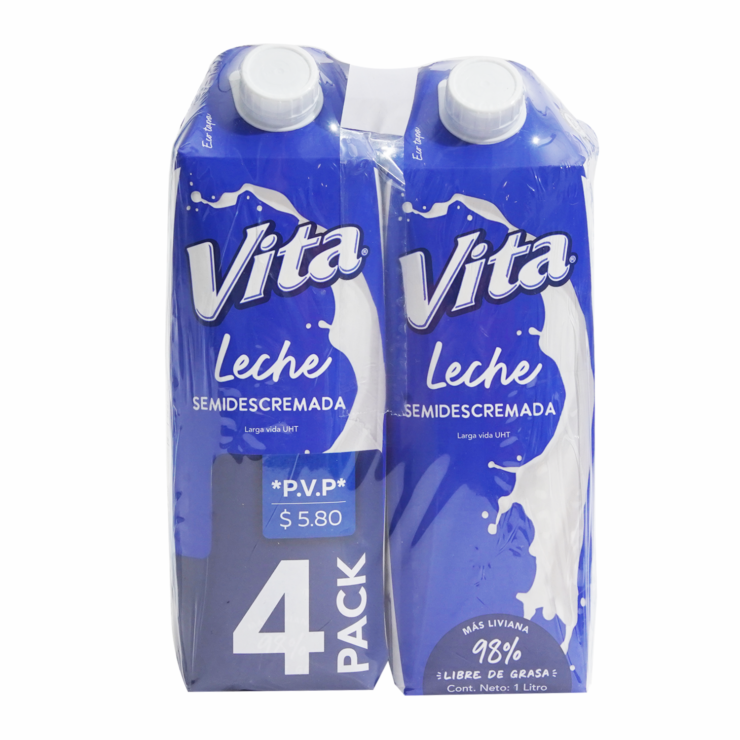 Leche Semidescremada Ultrapasteurizada VITA 4 X 1000 ml