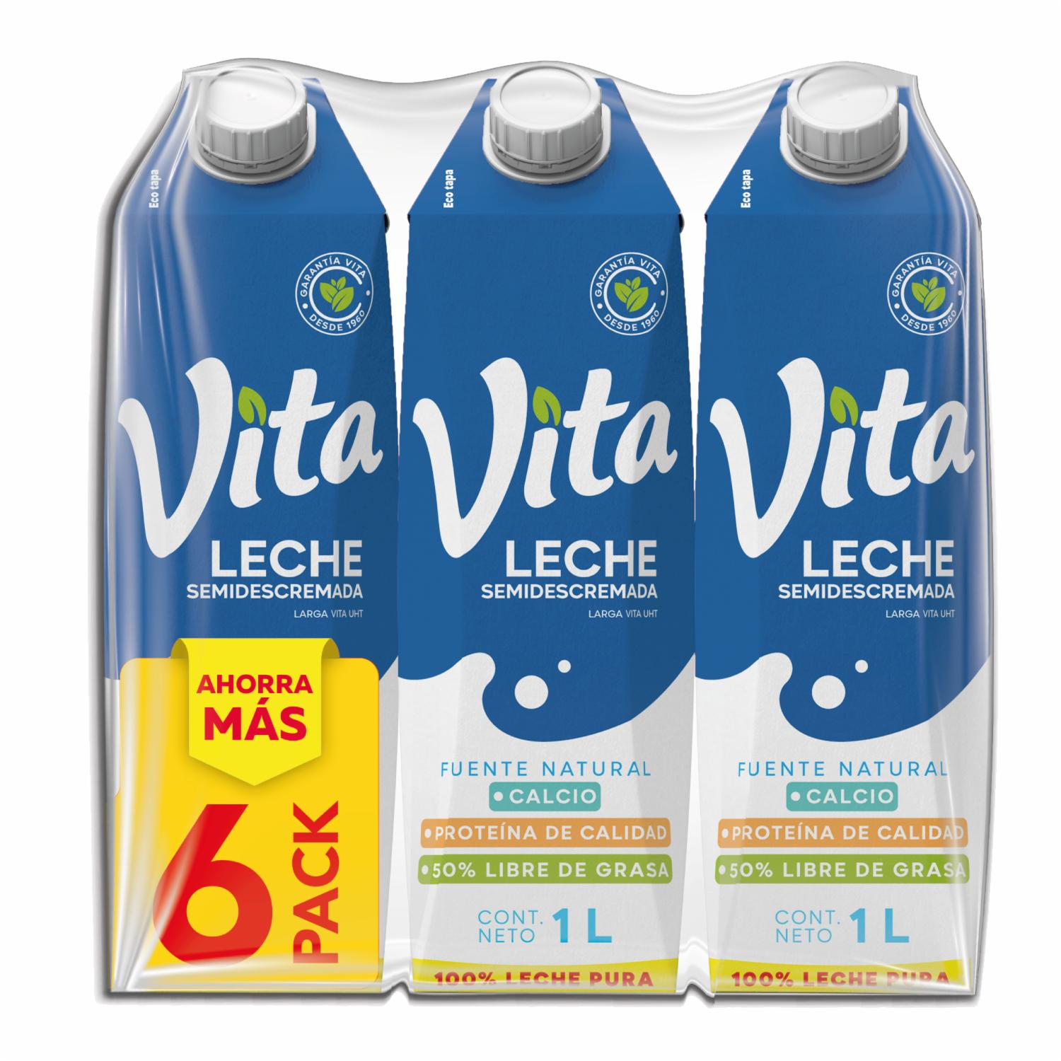 Pack De Leche Semidescremada Con Tapa VITA 6 X 1000 Ml