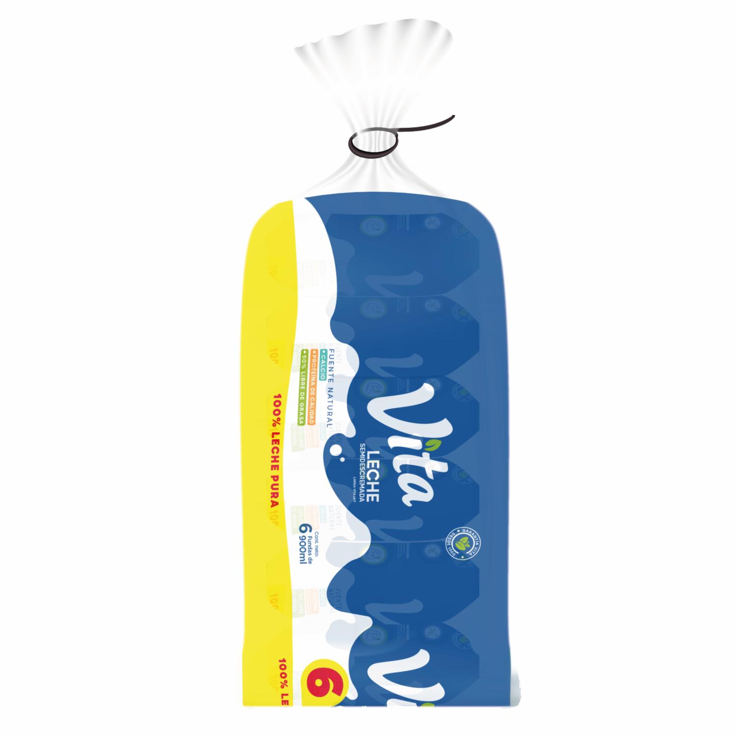Pack Leche Semidescremada Larga Vida VITA 6 X 900 Ml