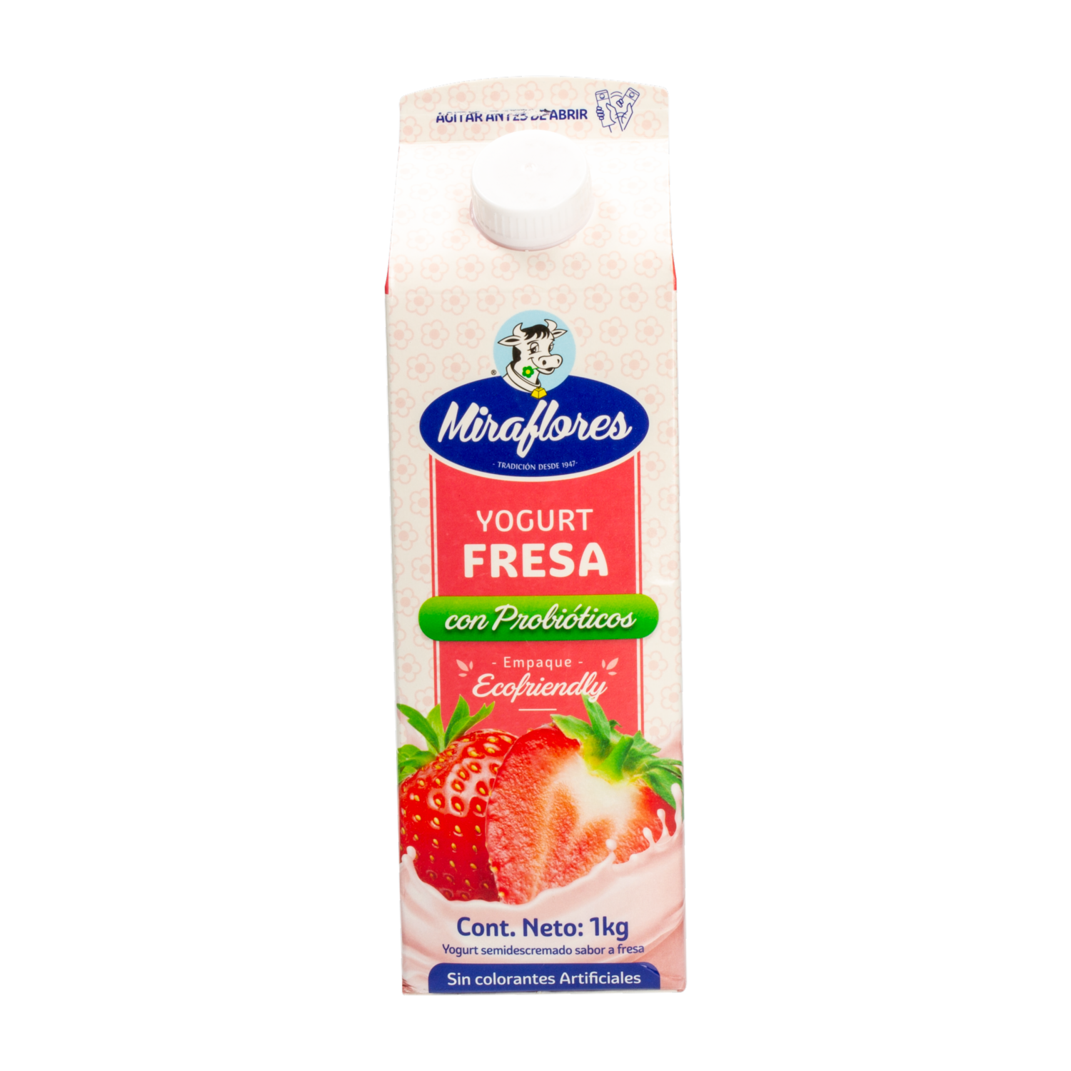 Yogurt Semidescremado Sabor A Fresa Con Probióticos MIRAFLORES EcoPack 1Kg