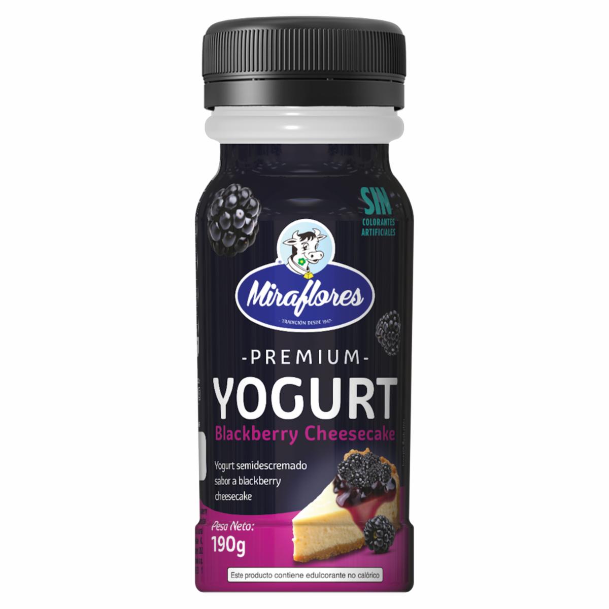Yogurt Semidescremado Premium Sabor A BlackBerry Cheesecake MIRAFLORES 190 G