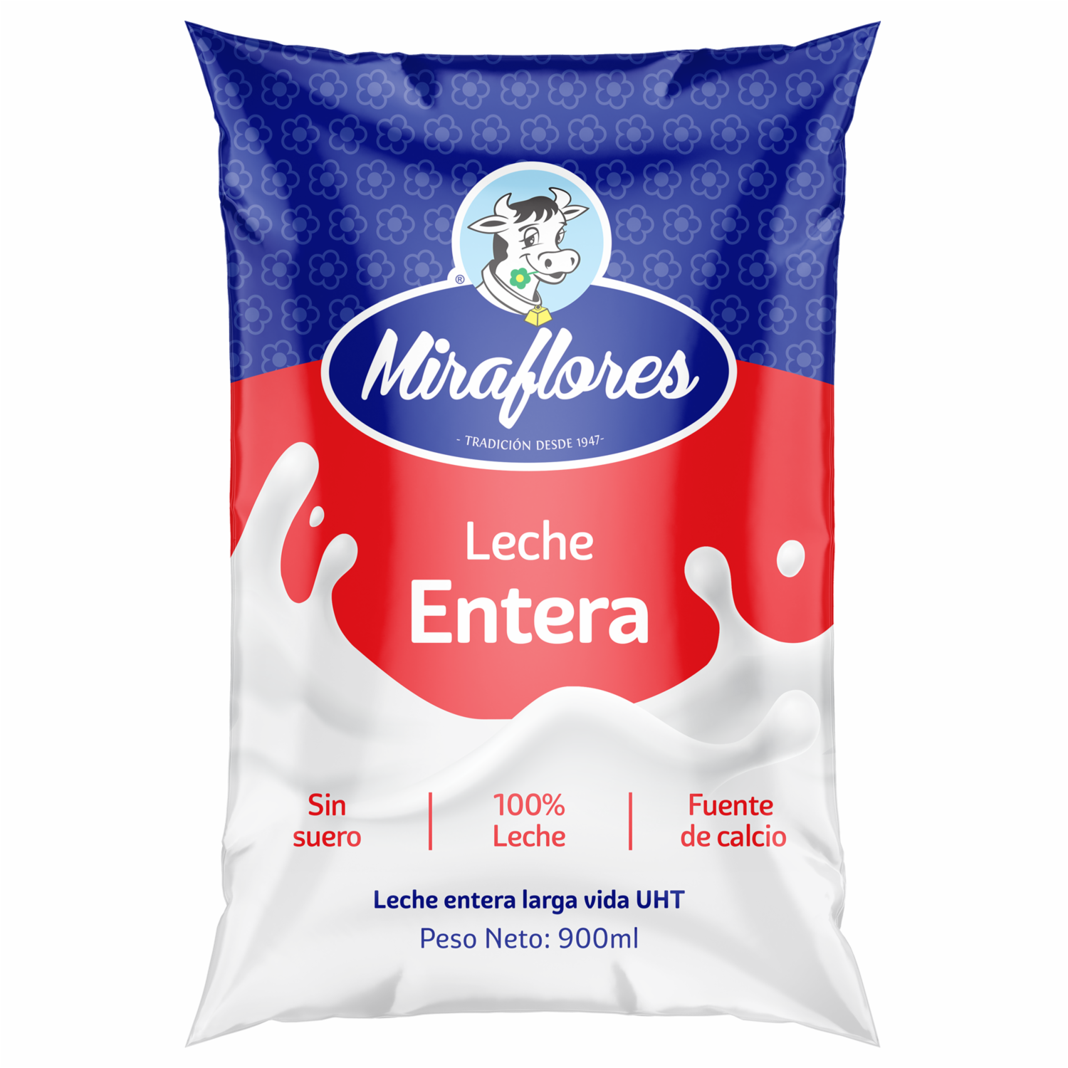 Leche Entera 100% Pura Sin Suero Fuente De Calcio MIRAFLORES 900 Ml