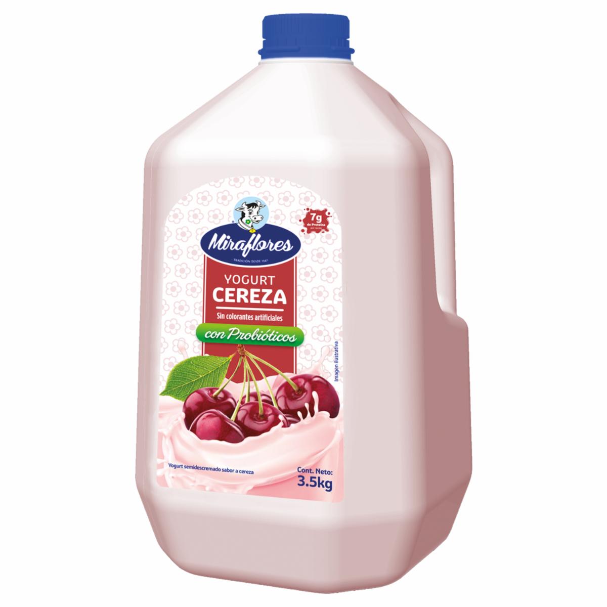 Yogurt Bebible Sabor A Cereza Con Probióticos MIRAFLORES 3.5 Kg
