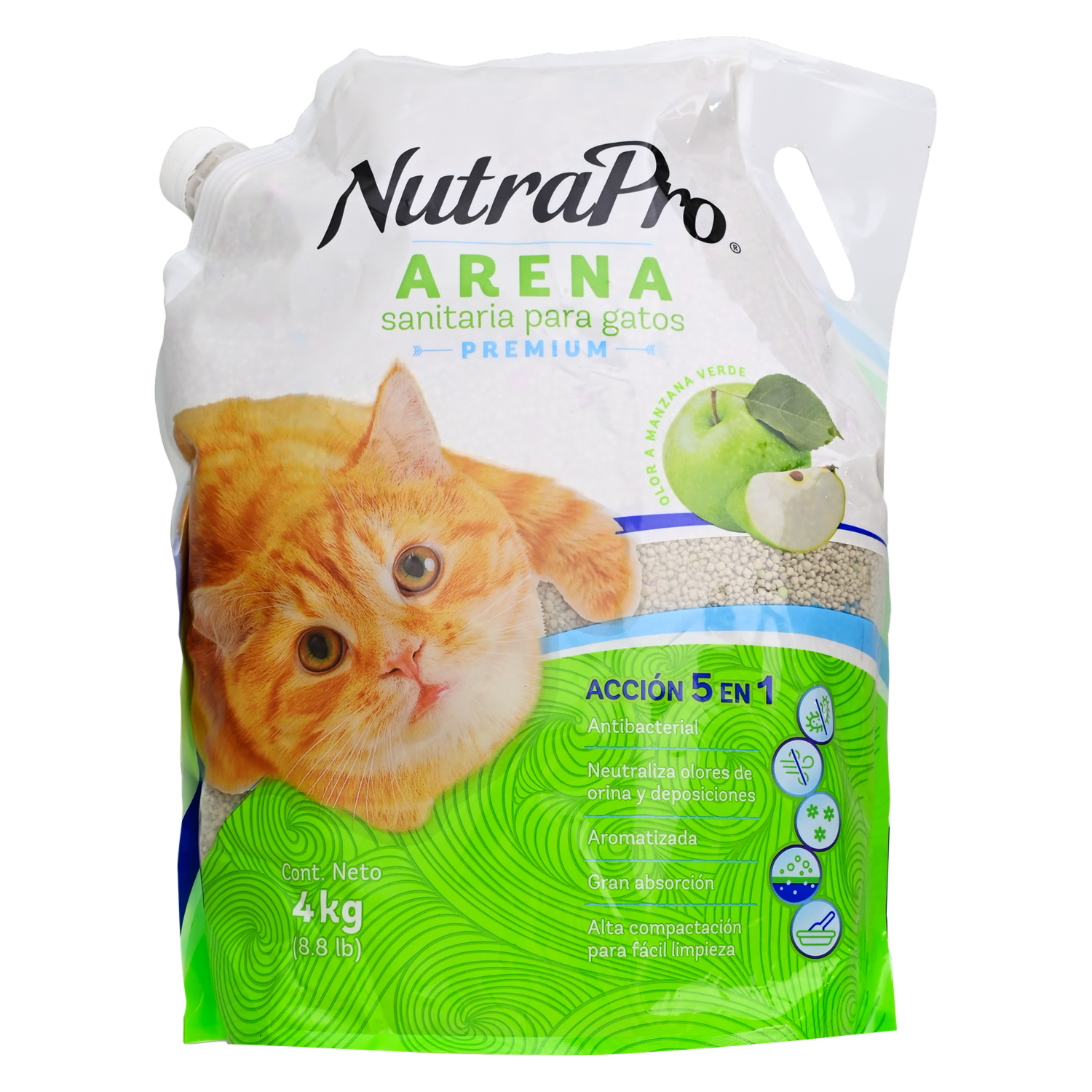 Arena Para Gatos Sanitaria Con Aroma A Manzana NUTRAPRO 4 Kg