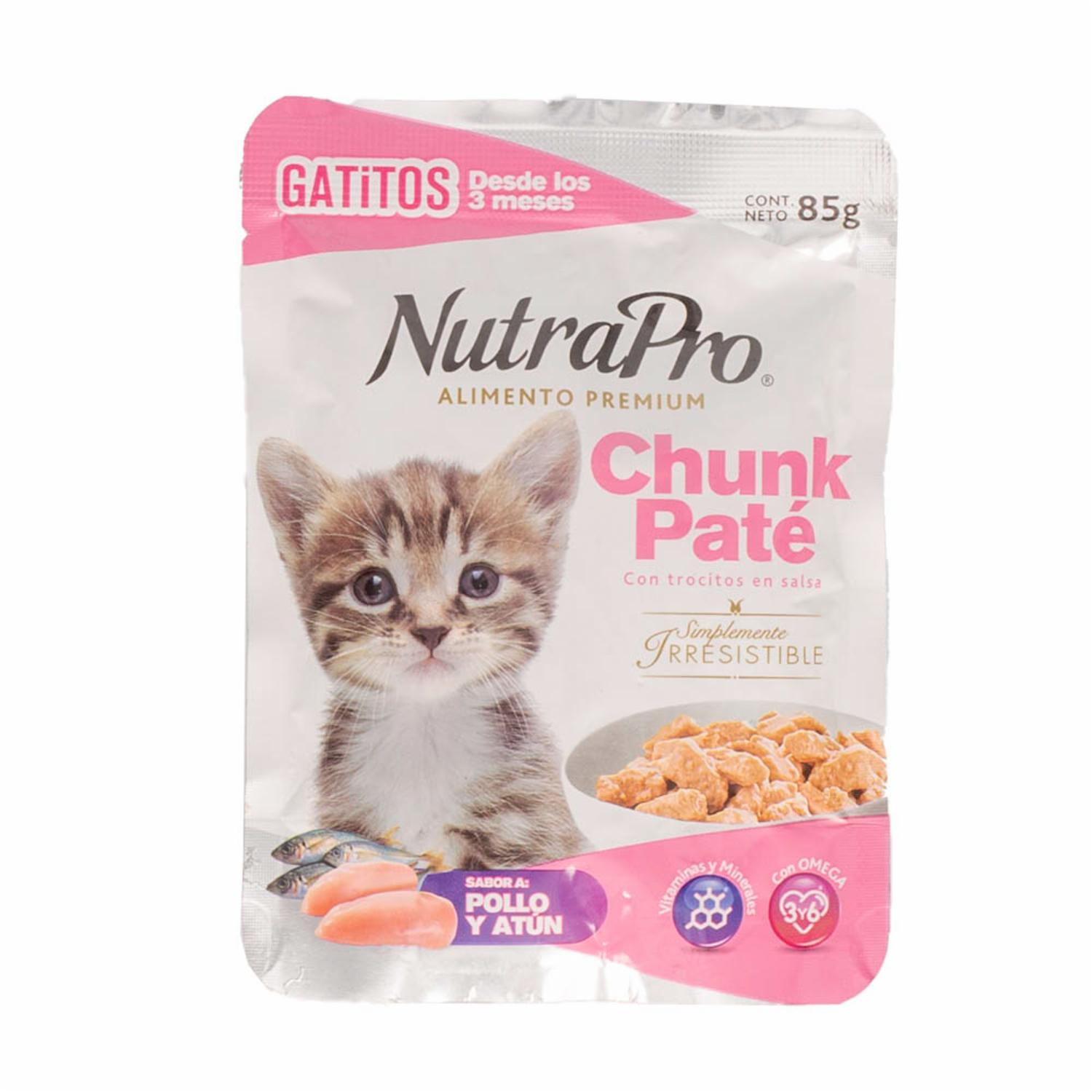 Alimento Húmedo Para Gatos Cachorros Sabor Pollo Atún NUTRAPRO 85 G