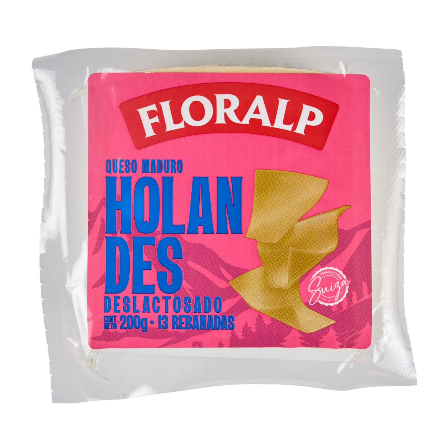 Queso Holandés Rebanado Deslactosado FLORALP 200 G