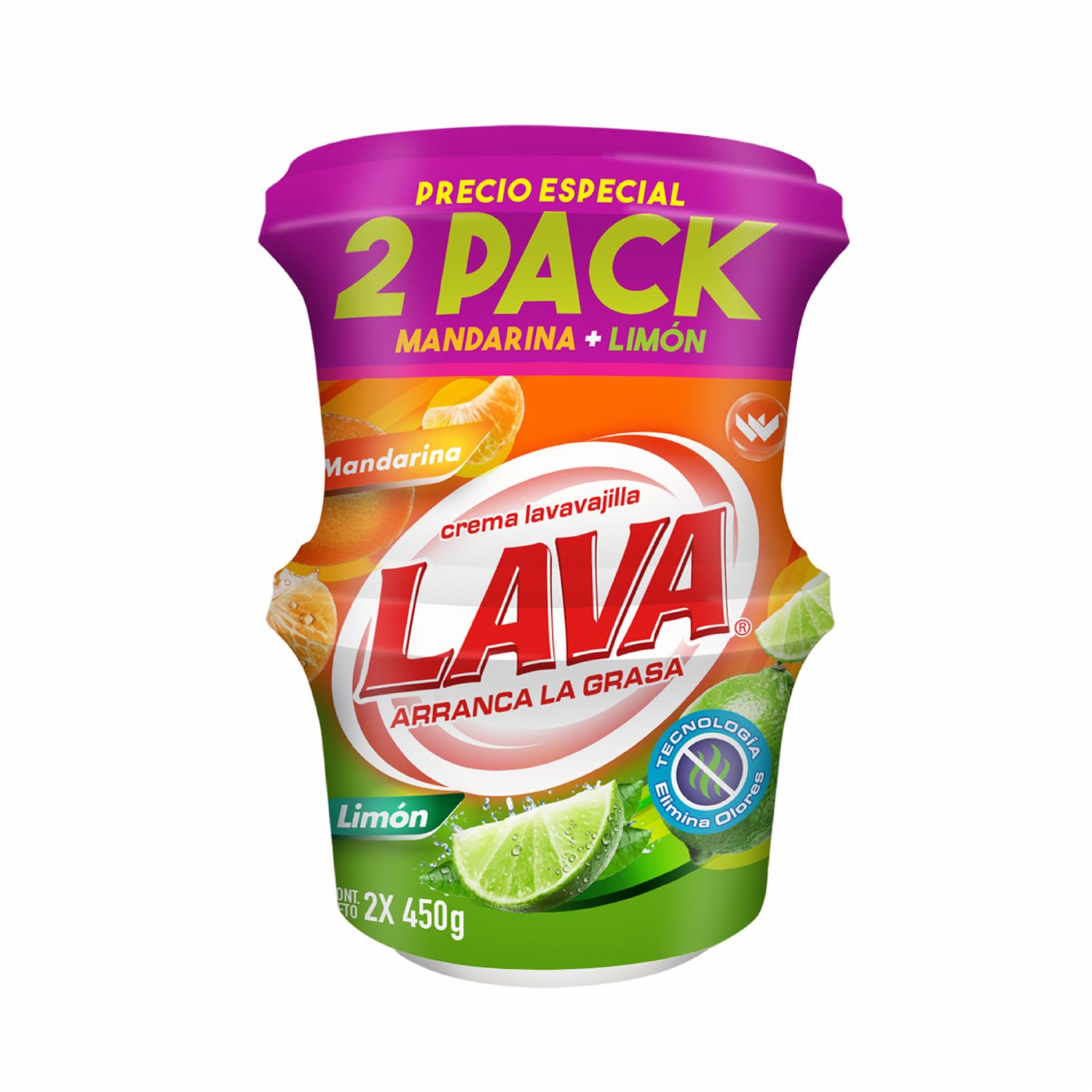 Lavavajilla En Crema Limón Mandarina LAVA 2 X 450 G