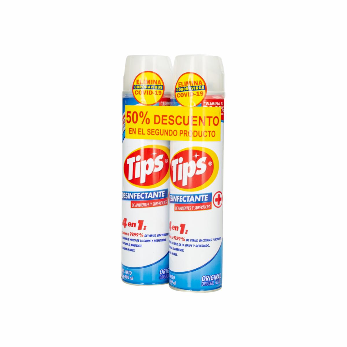 Desinfectante En Aerosol Original TIPS 2 X 400 Ml