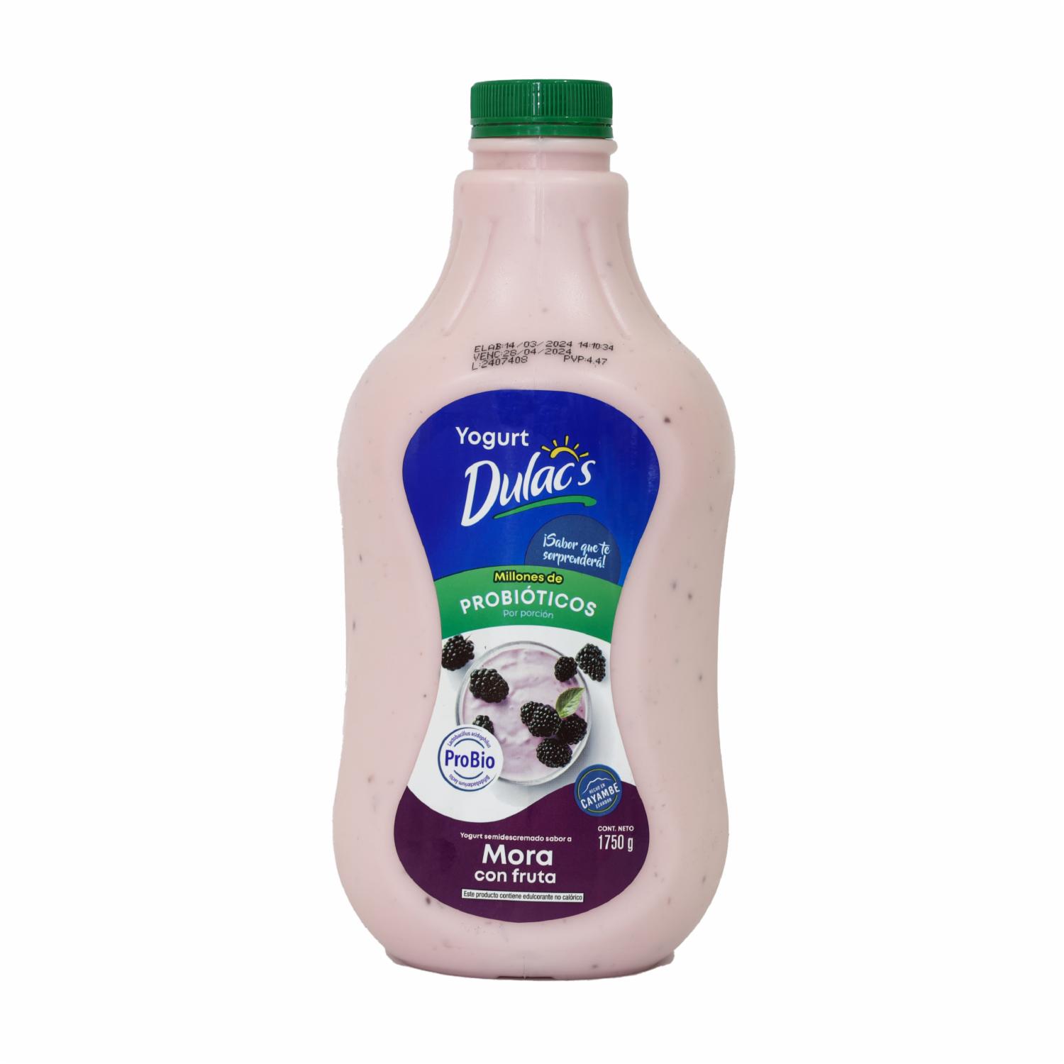 Yogurt Semidescremado Sabor A Mora Con Fruta DULACS 1750 G