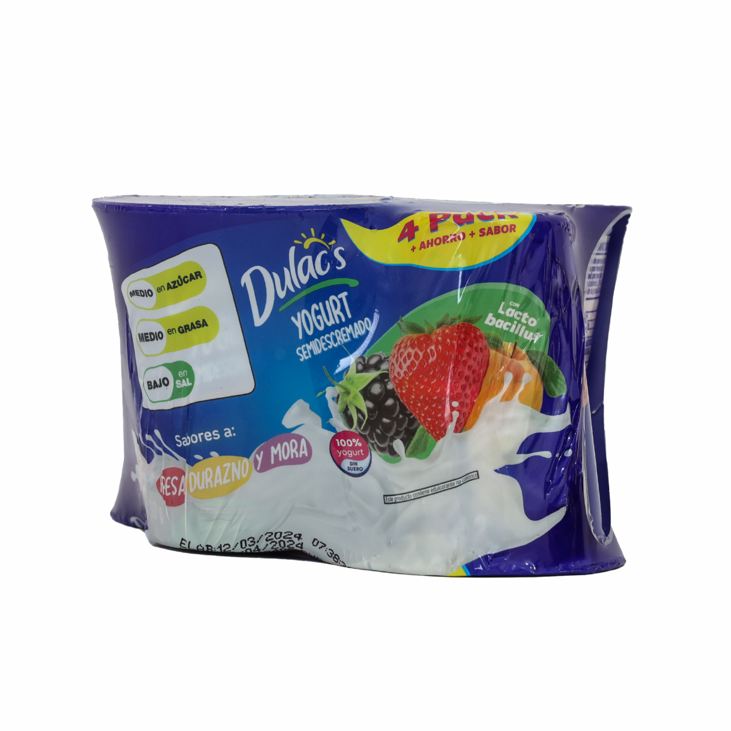 Yogurt Semidescremado Sabores Surtidos DULACS 4 x 150 G