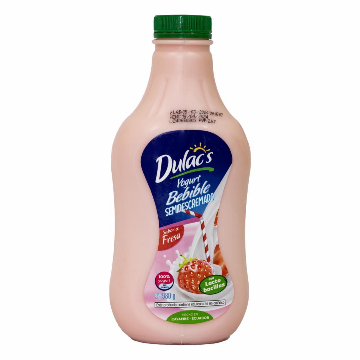 Yogurt Semidescremado Bebible Sabor A Fresa DULACS 980 G
