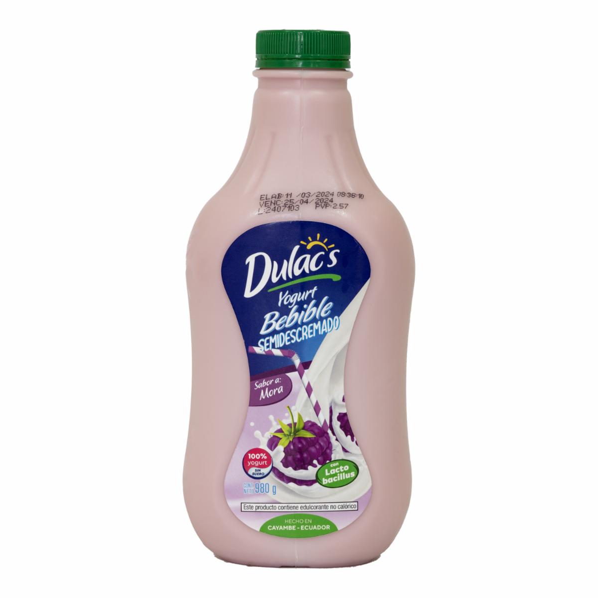 Yogurt Semidescremado Bebible Sabor A Mora DULACS 980 G