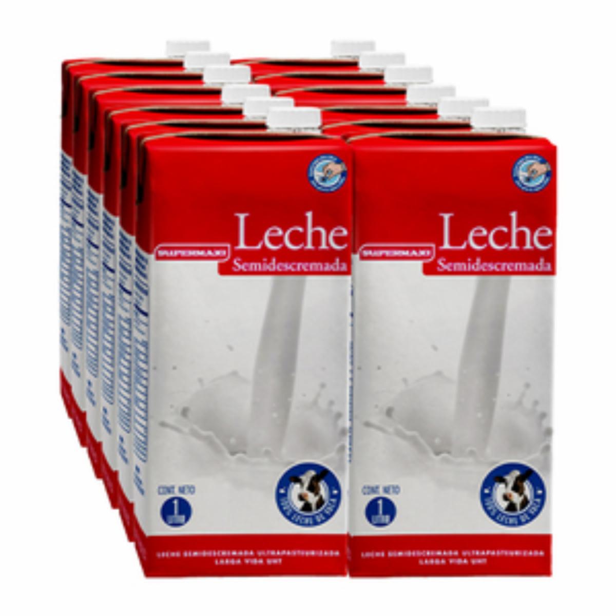 Leche Semidescremada Larga Vida SUPERMAXI 12×1000 Ml