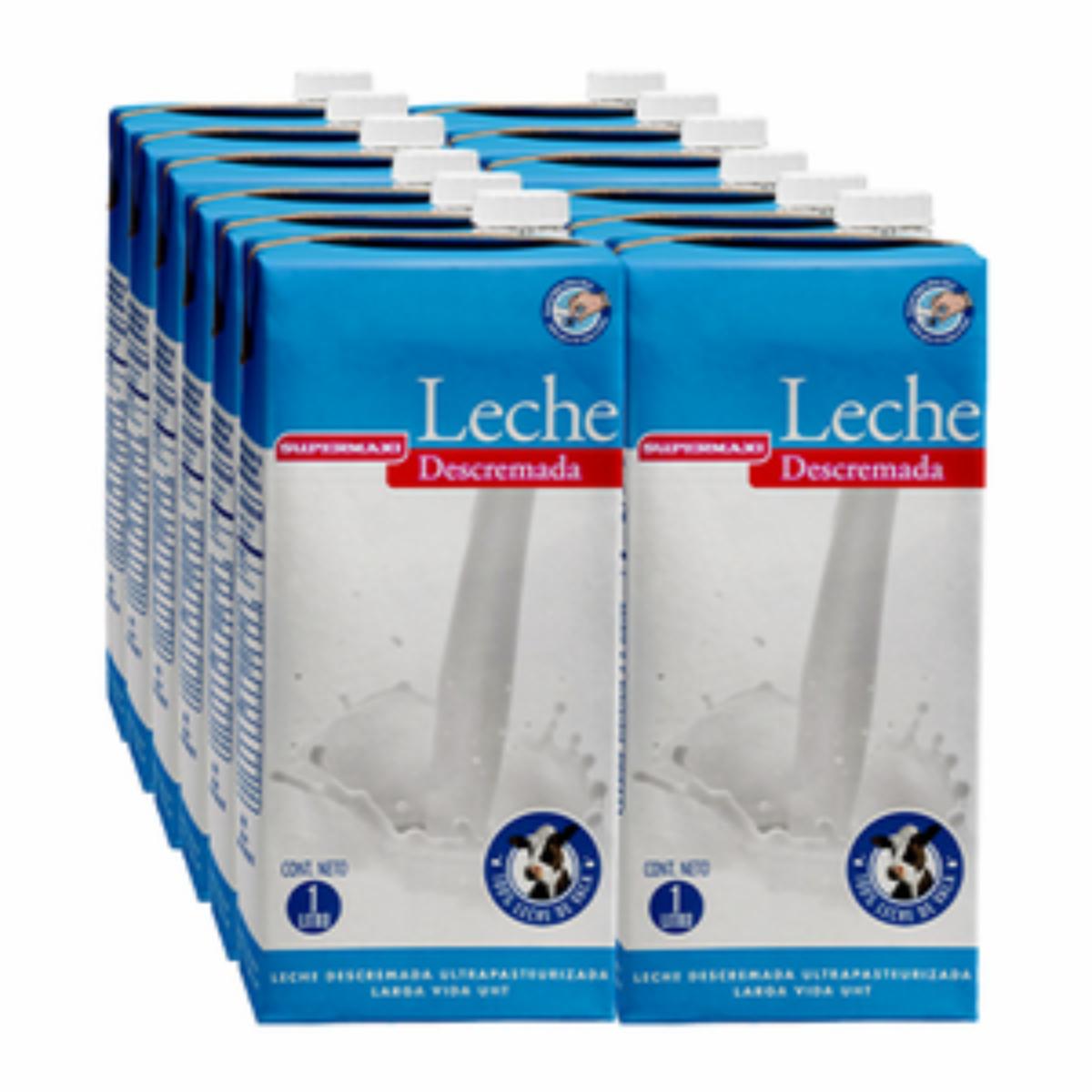 Leche Descremada Larga Vida SUPERMAXI 12×1000 Ml