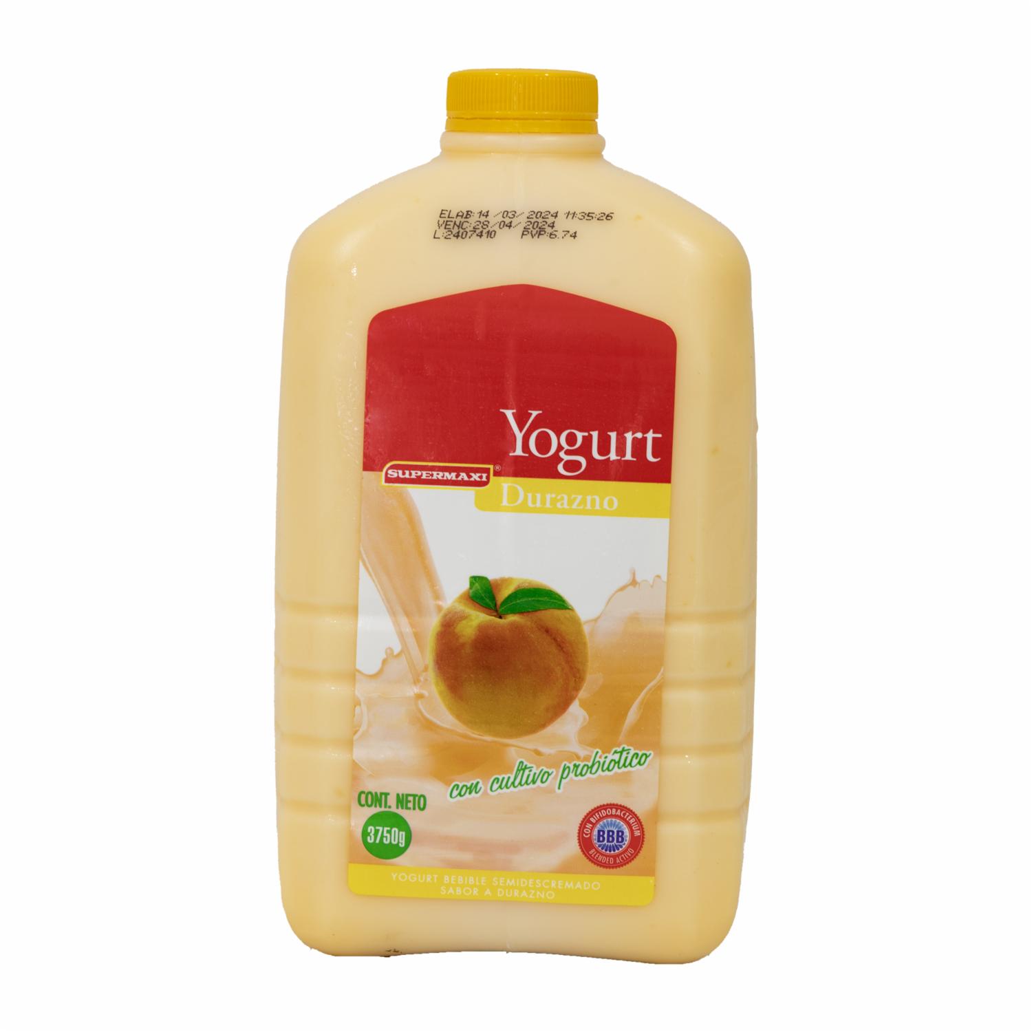Yogurt Semidescremado Bebible Sabor A Durazno SUPERMAXI 3750 G