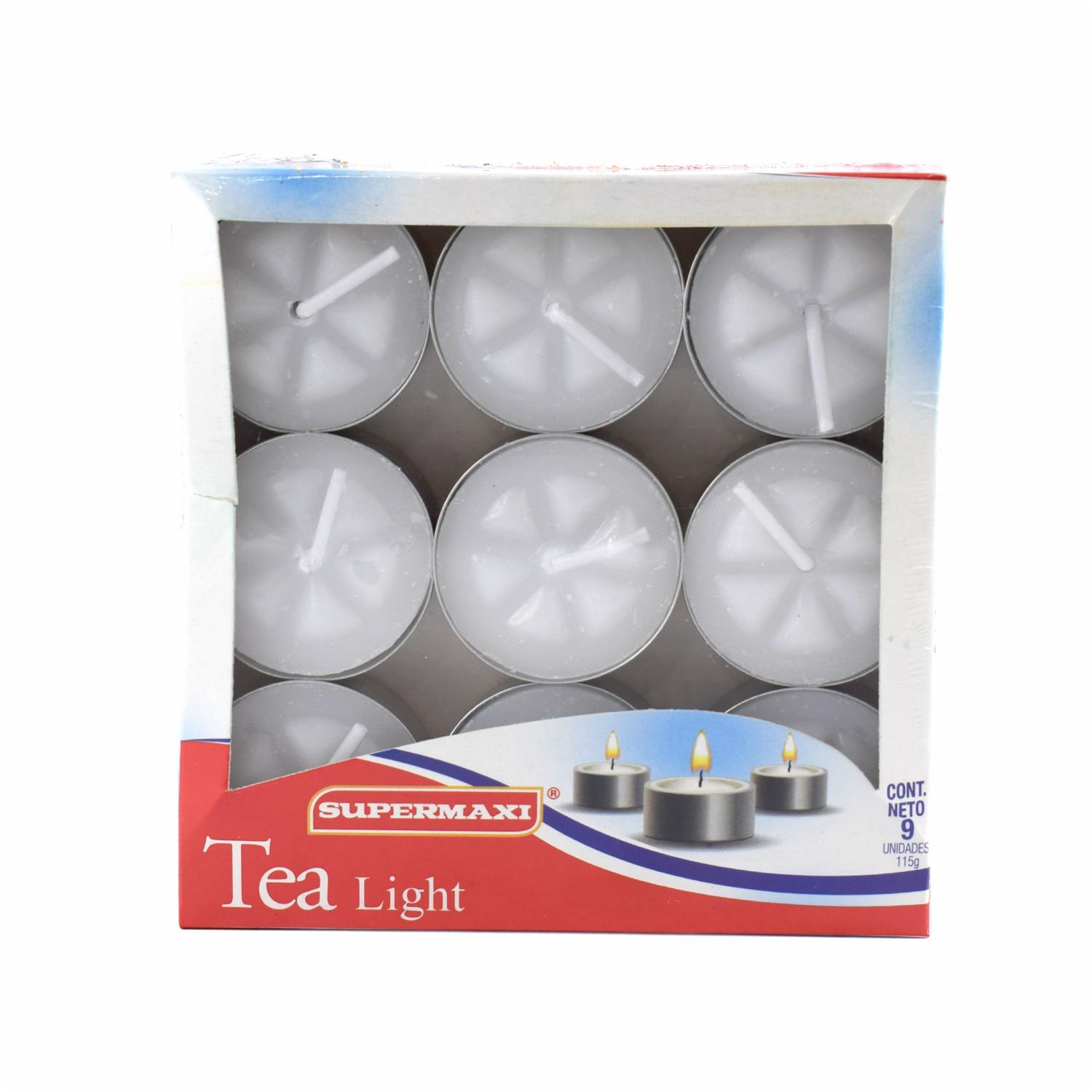Vela Tea Light Blanca SUPERMAXI x 9 Unidades