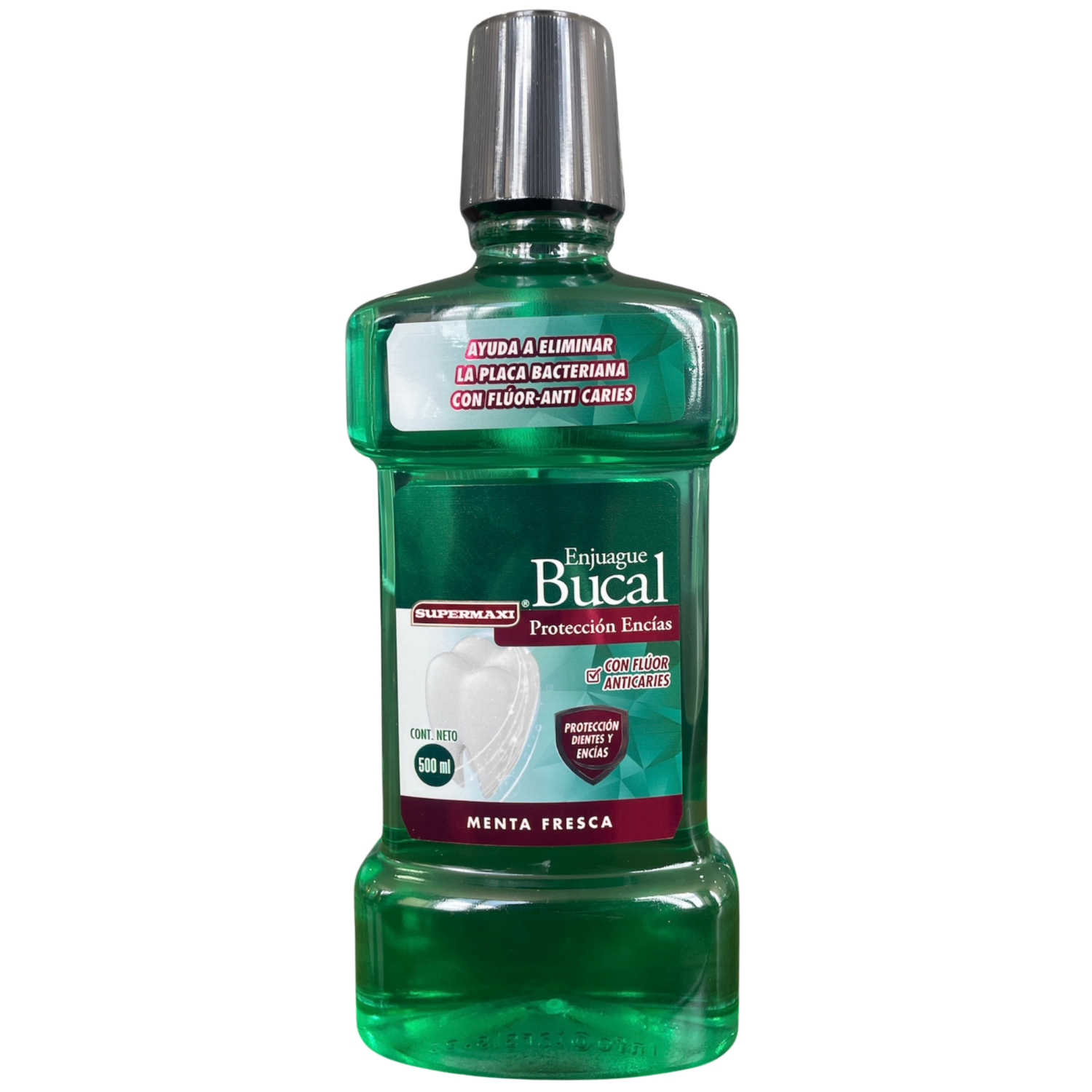 Enjuague  Bucal Sabor A Menta Fresca Con Flúor SUPERMAXI 500 Ml