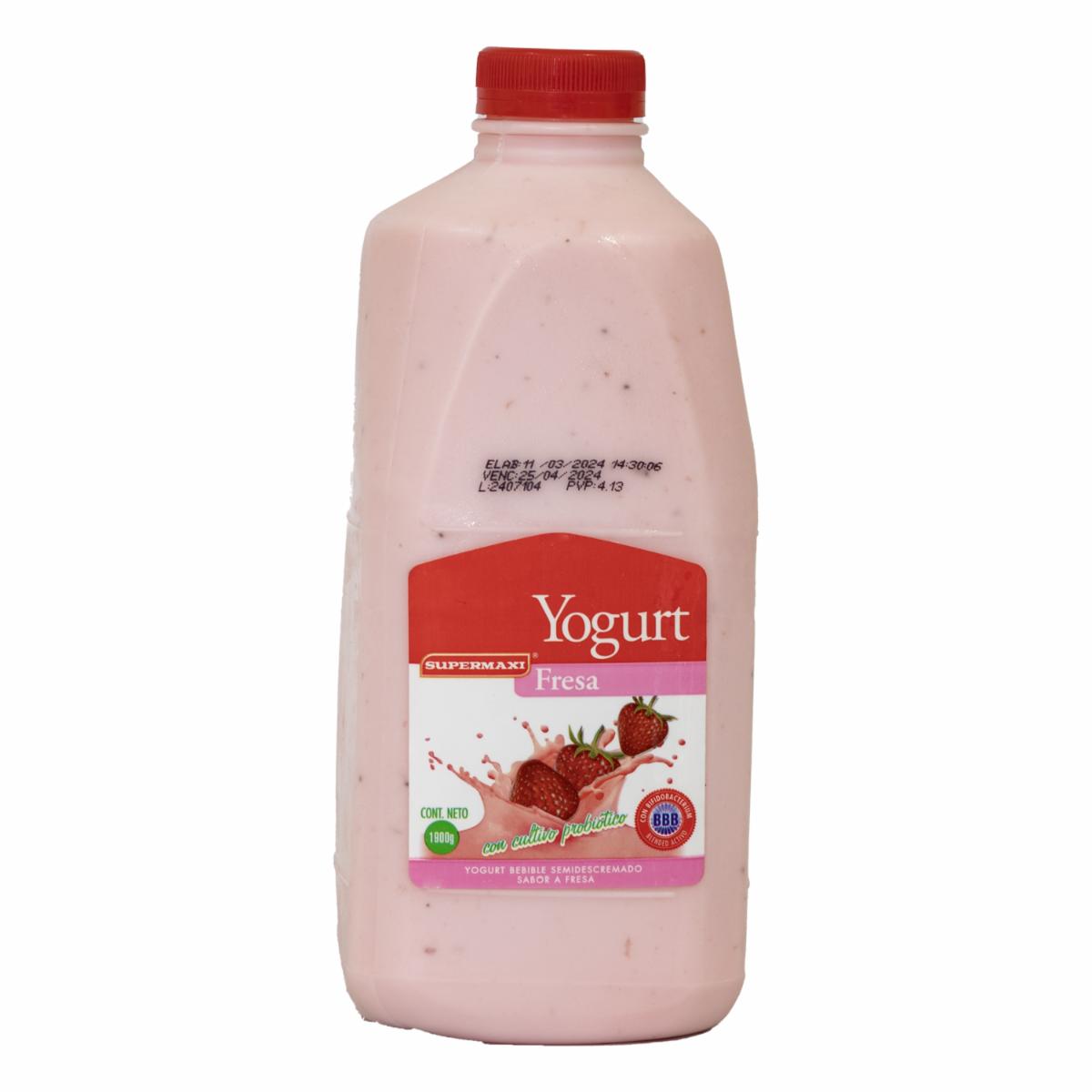 Yogurt Semidescremado Bebible Sabor A Fresa SUPERMAXI 1900 G