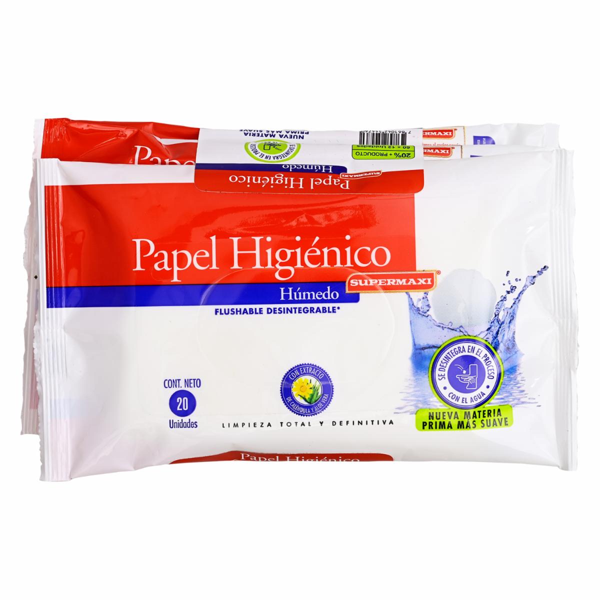 Papel Higiénico Húmedo SUPERMAXI X 20 Uds