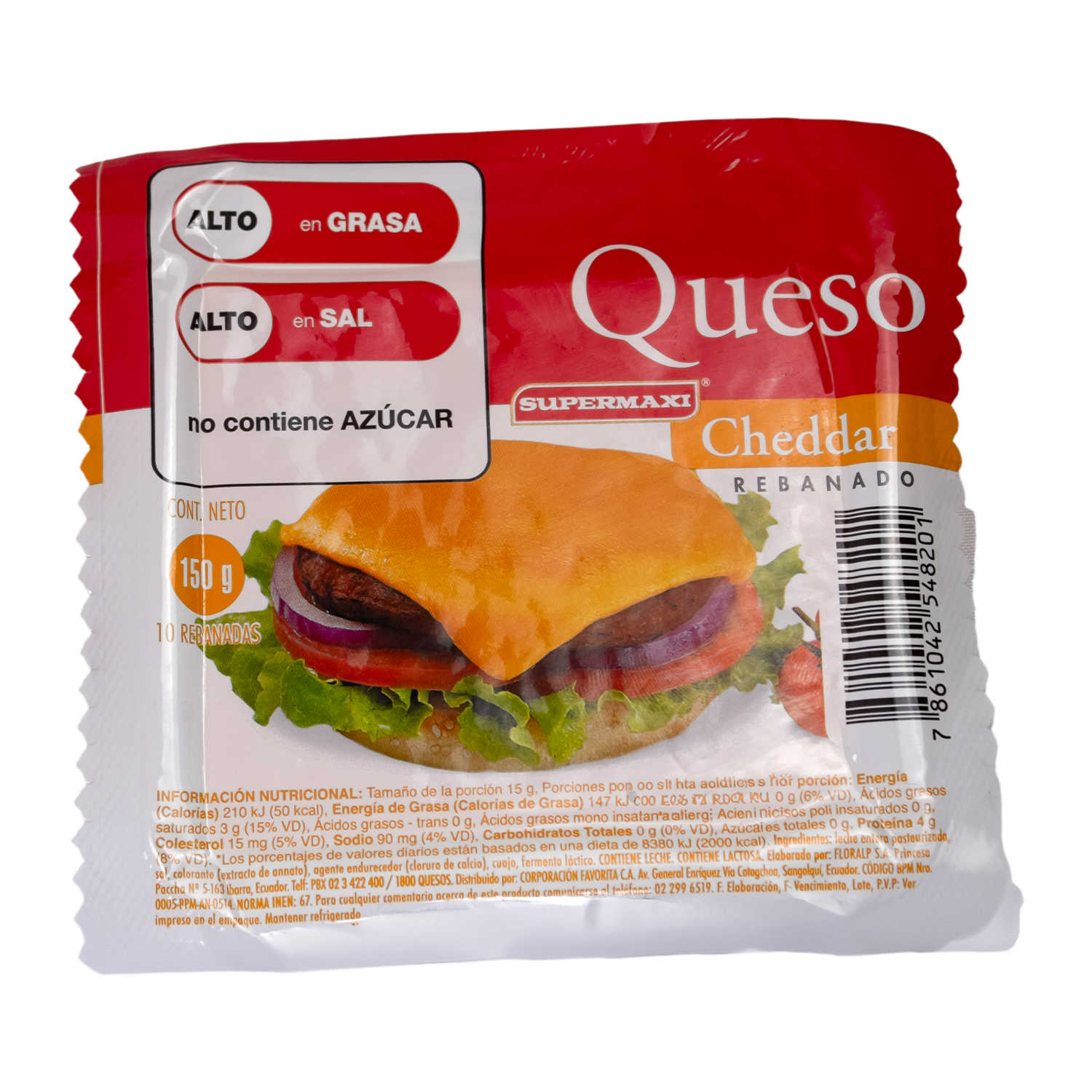 Queso Cheddar Rebanado SUPERMAXI 150 G