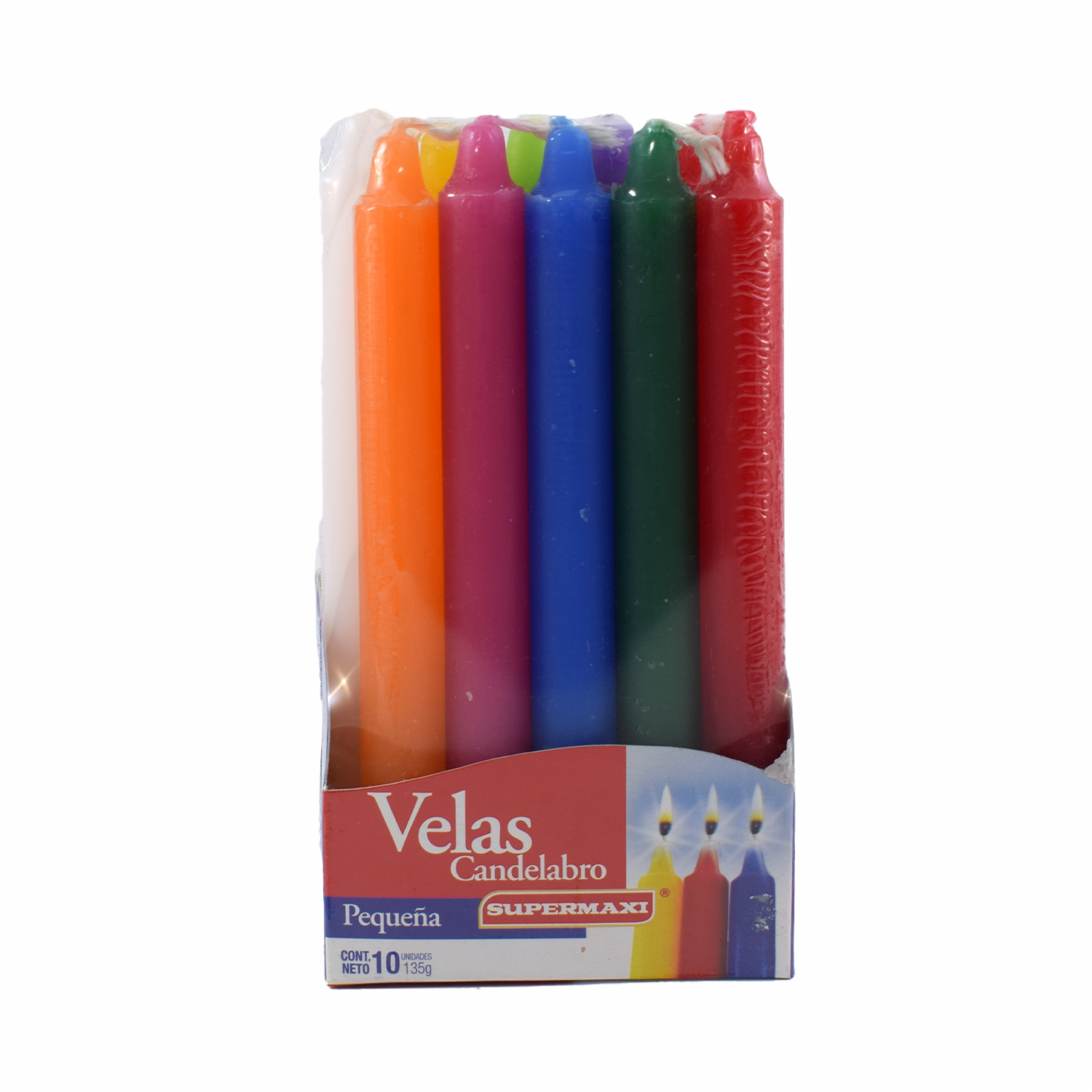 Vela Candelabro Pequeña SUPERMAXI X 10 Unidades