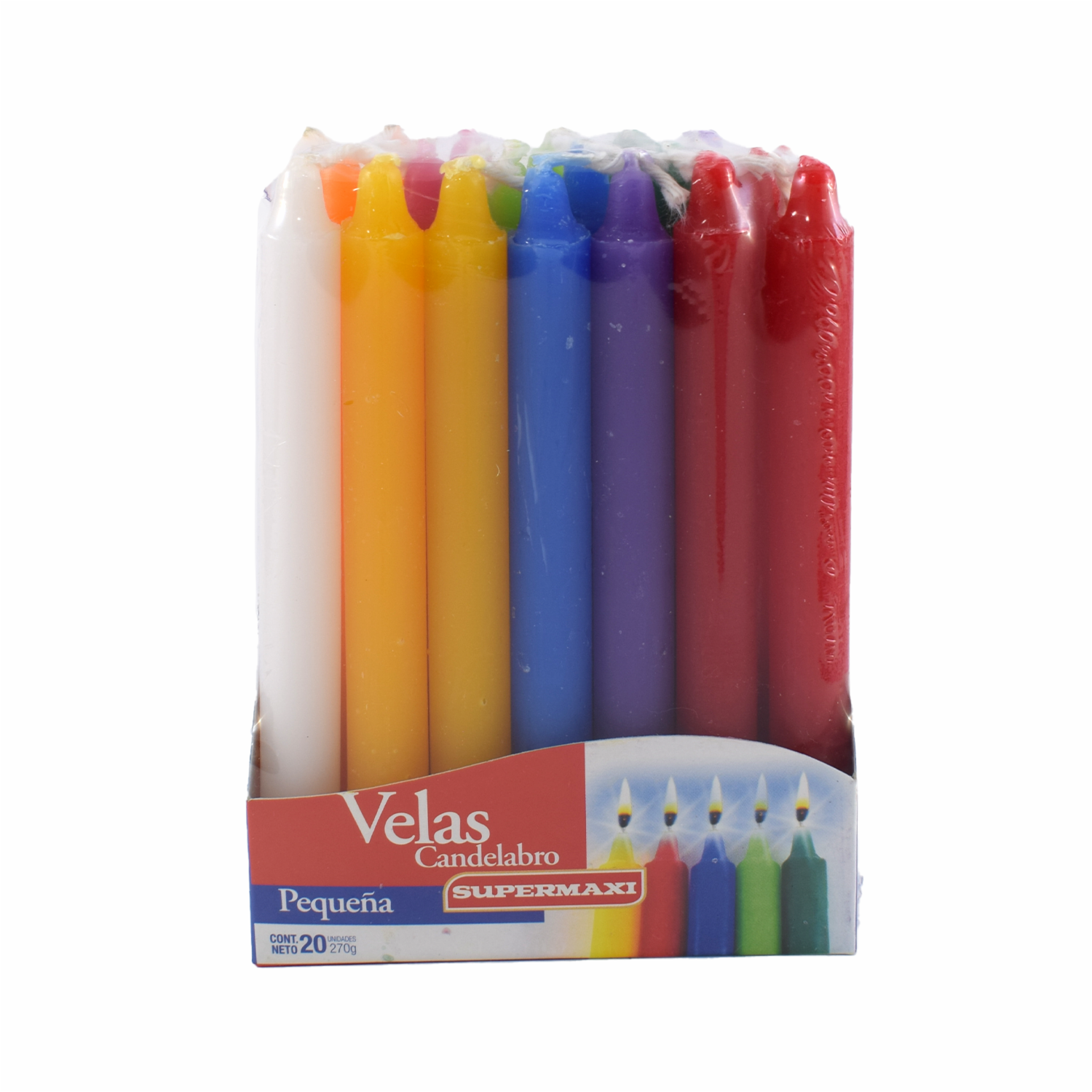 Vela Candelabro Pequeña. SUPERMAXI X 20 Unidades