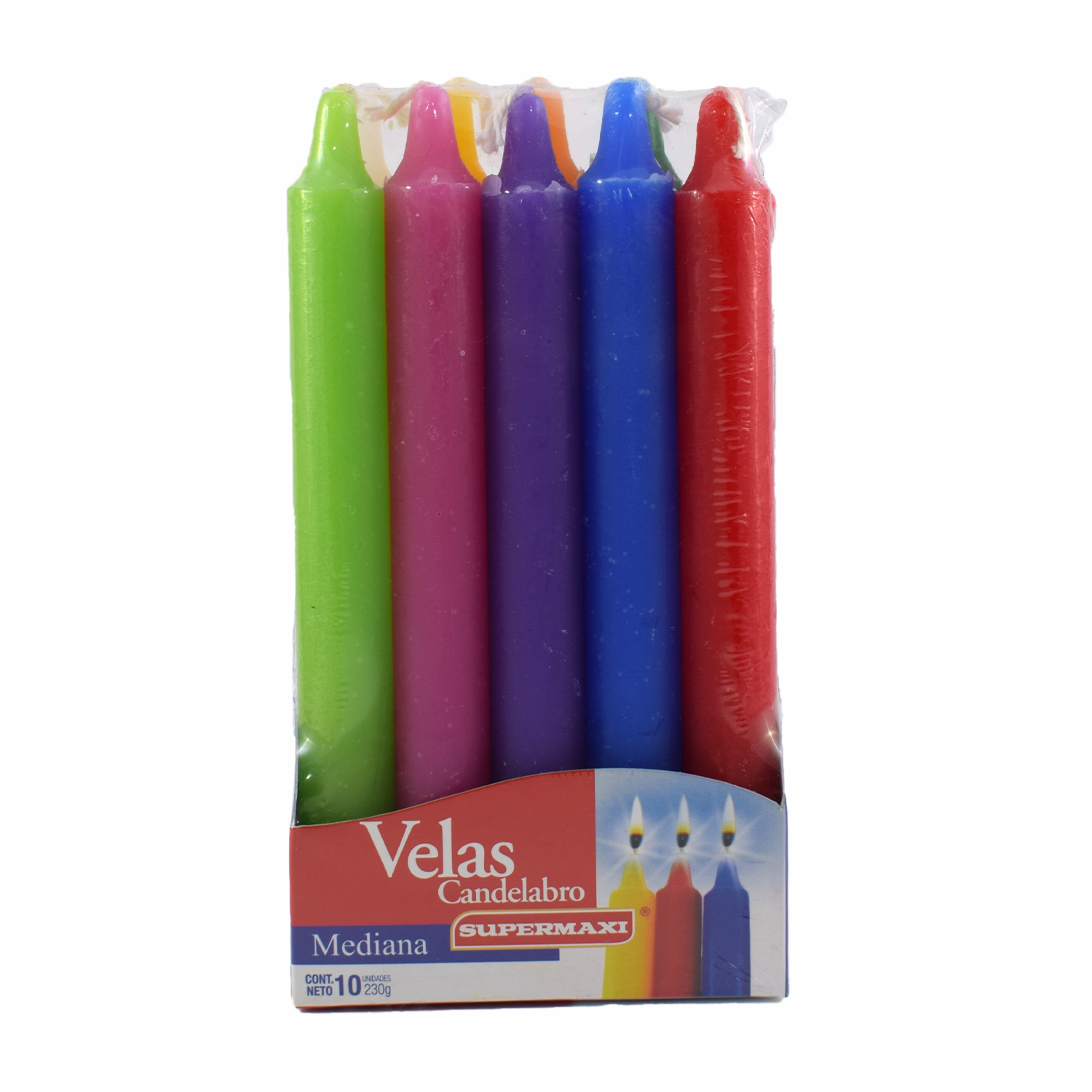 Vela Candelabro Mediana SUPERMAXI X 10 Unidades