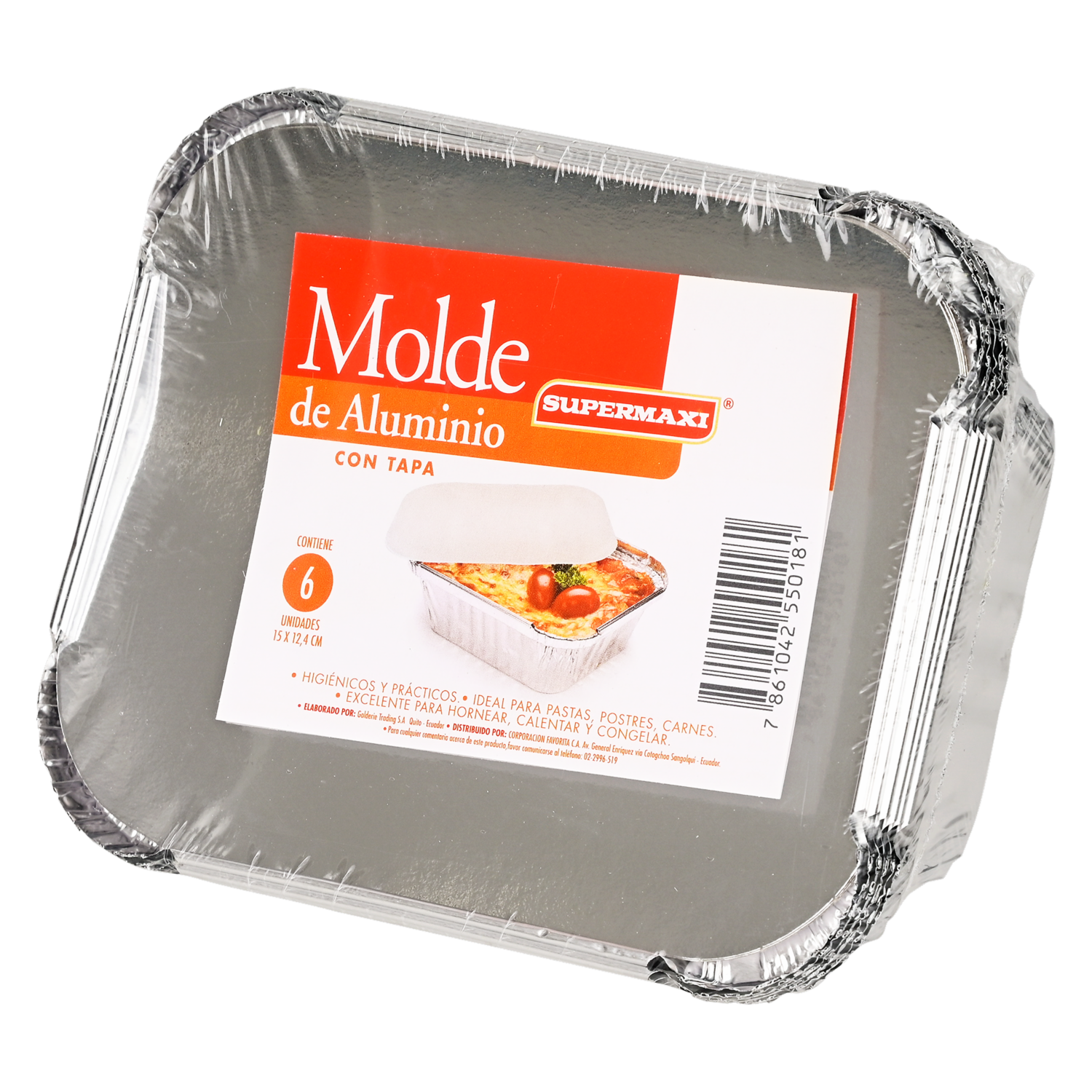 Molde De Aluminio Con Tapa SUPERMAXI 6 Unidades
