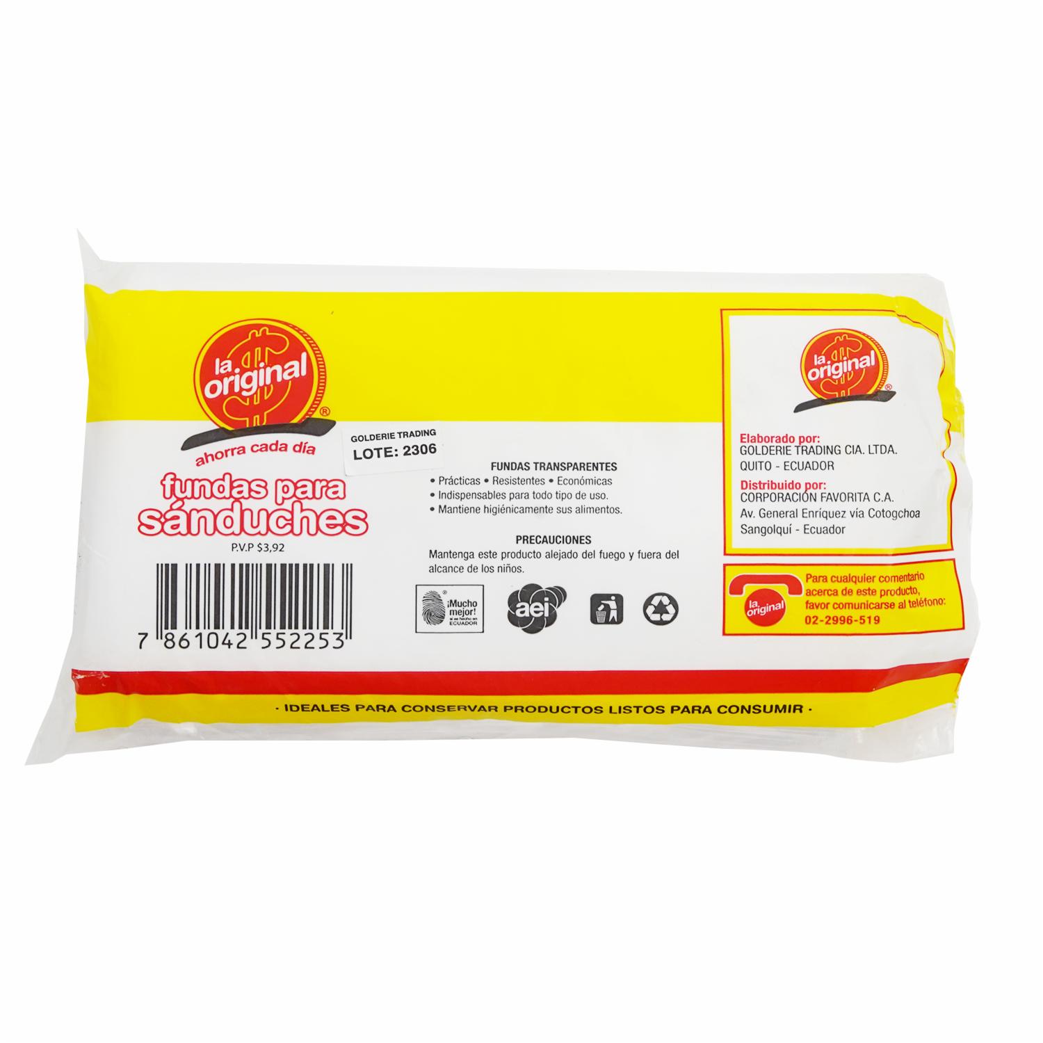 Fundas Para Sánduche LA ORIGINAL Por 300 Uds
