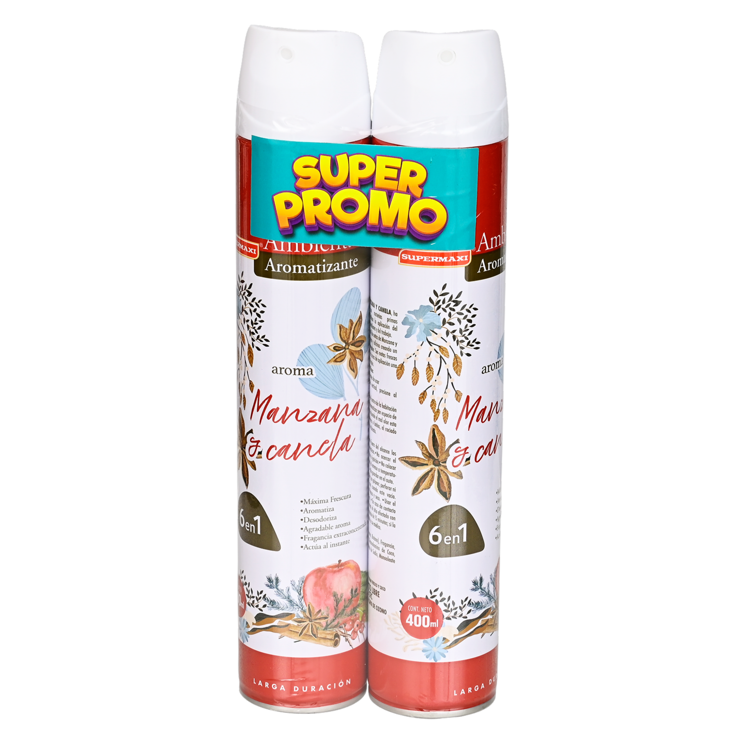 Ambientador De Manzana Canela SUPERMAXI 2 Unidades X 400 Ml
