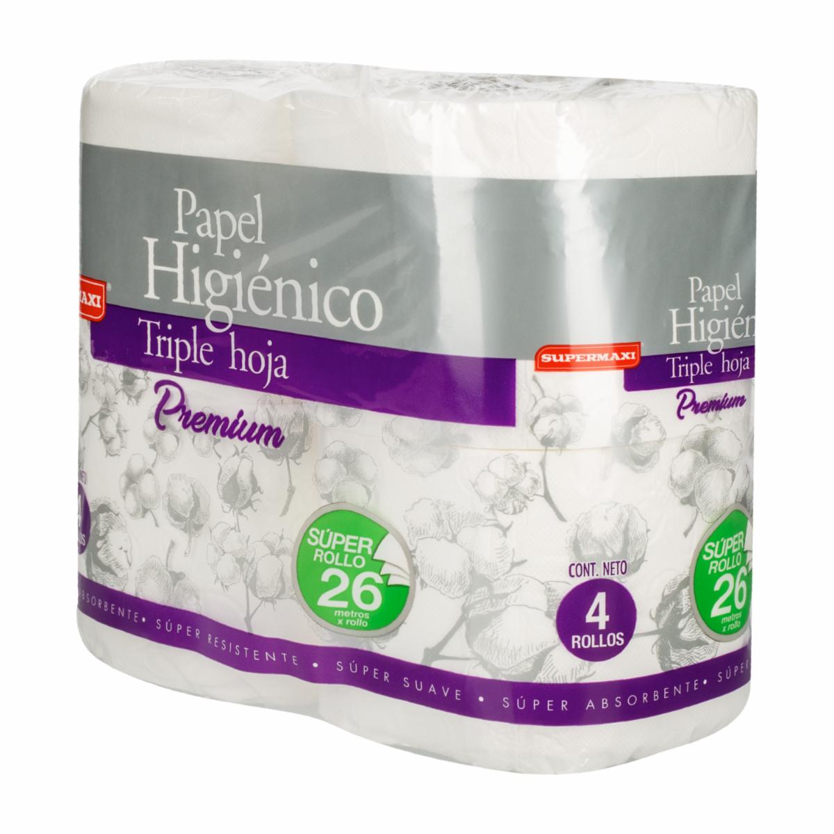 Papel Higiénico Premium Triple Hoja SUPERMAXI 4 Rollos