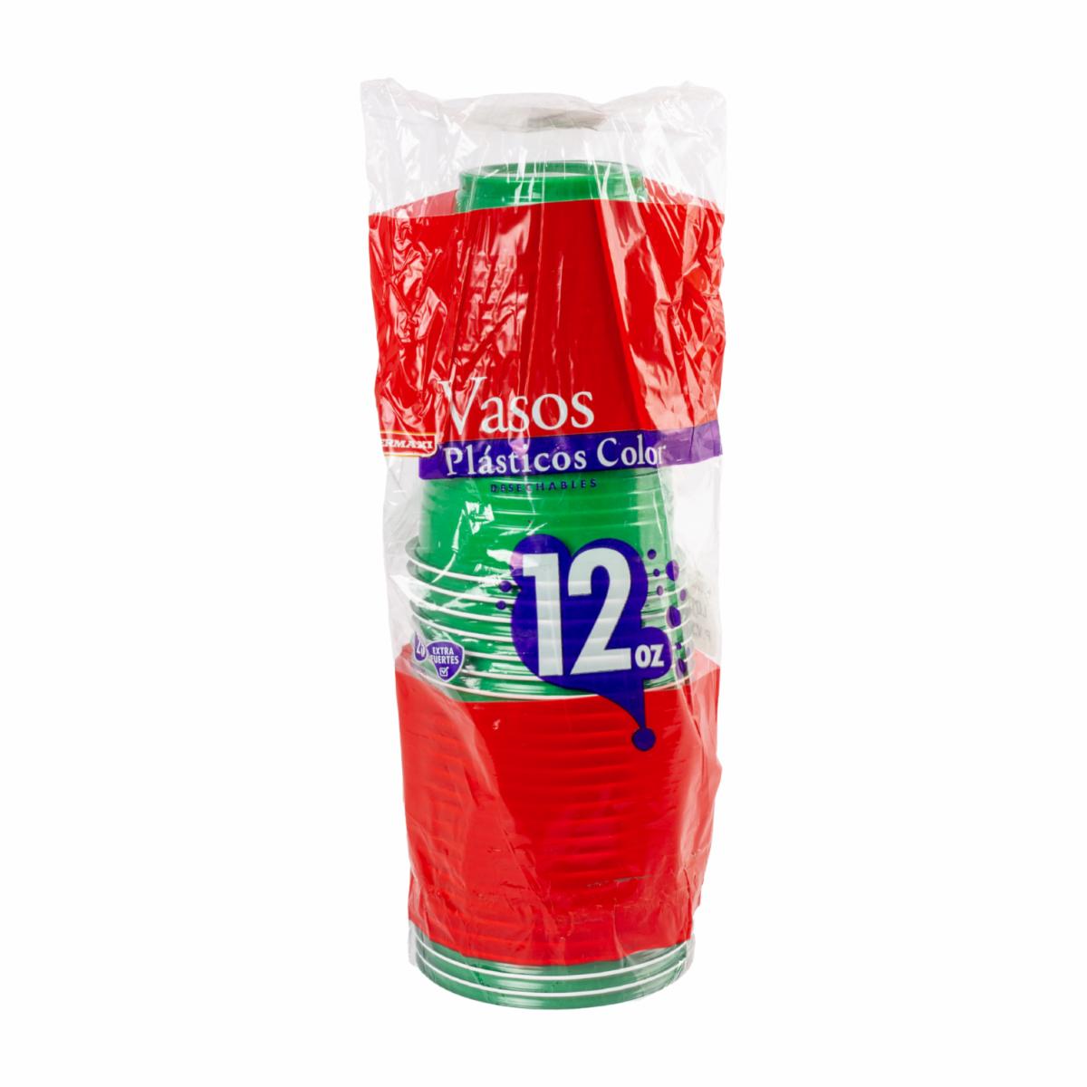 Vasos Plásticos Color Verde 12 Onzas SUPERMAXI 25 Unidades