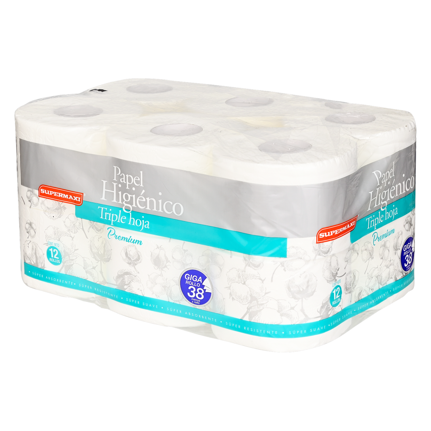 Papel Higiénico Premium Triple Hoja SUPERMAXI 12 Rollos