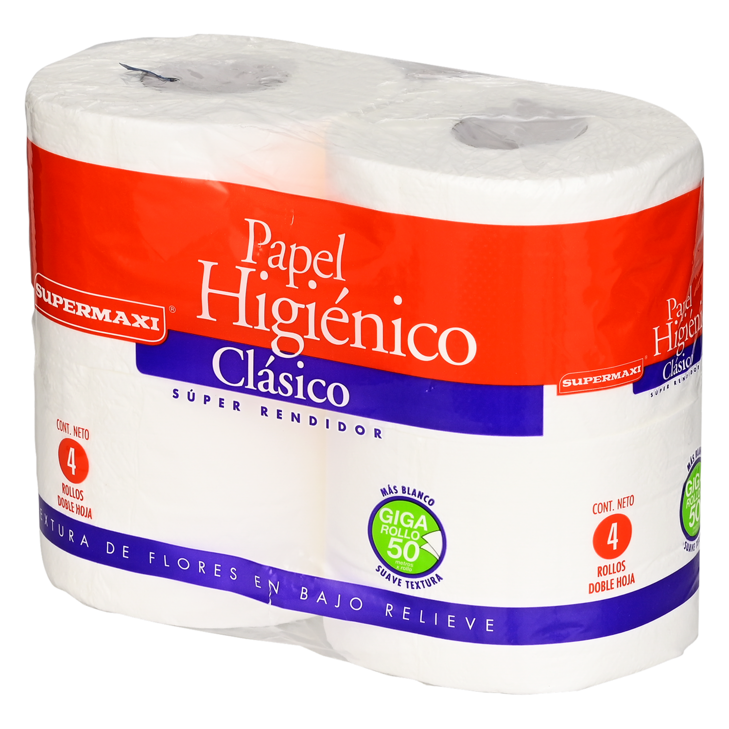 Papel Higiénico Clásico 3 En 1 SUPERMAXI 4 Rollos