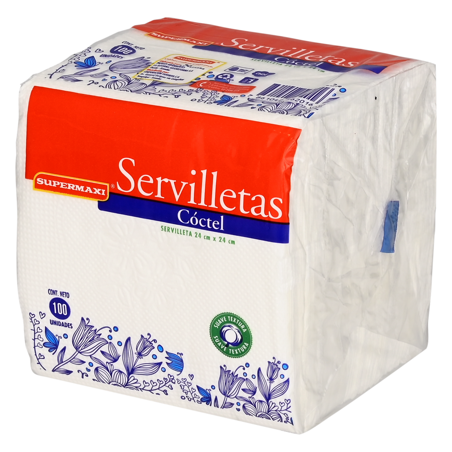 Servilletas Coctel 24X24 SUPERMAXI 100 U