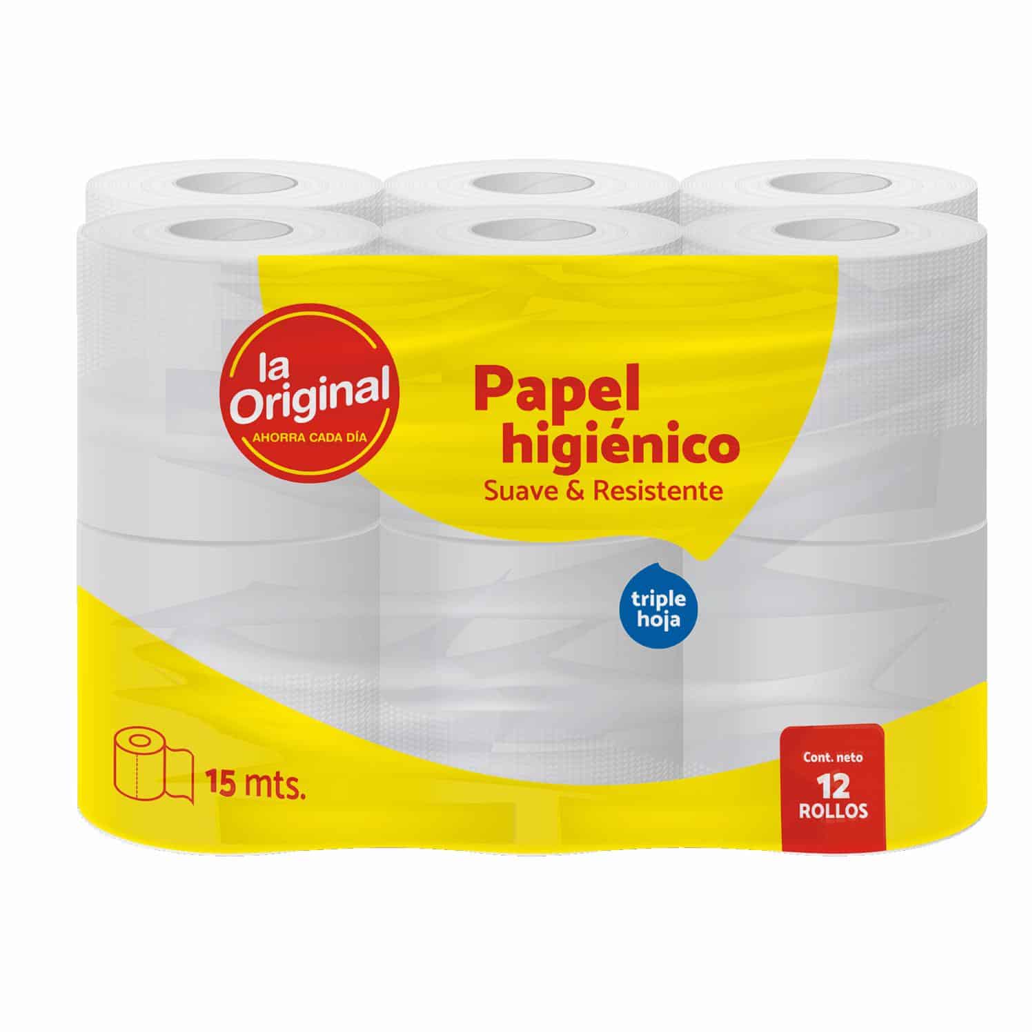 Papel Higiénico Suave Y Resistente LA ORIGINAL 12 Rollos Supermaxi