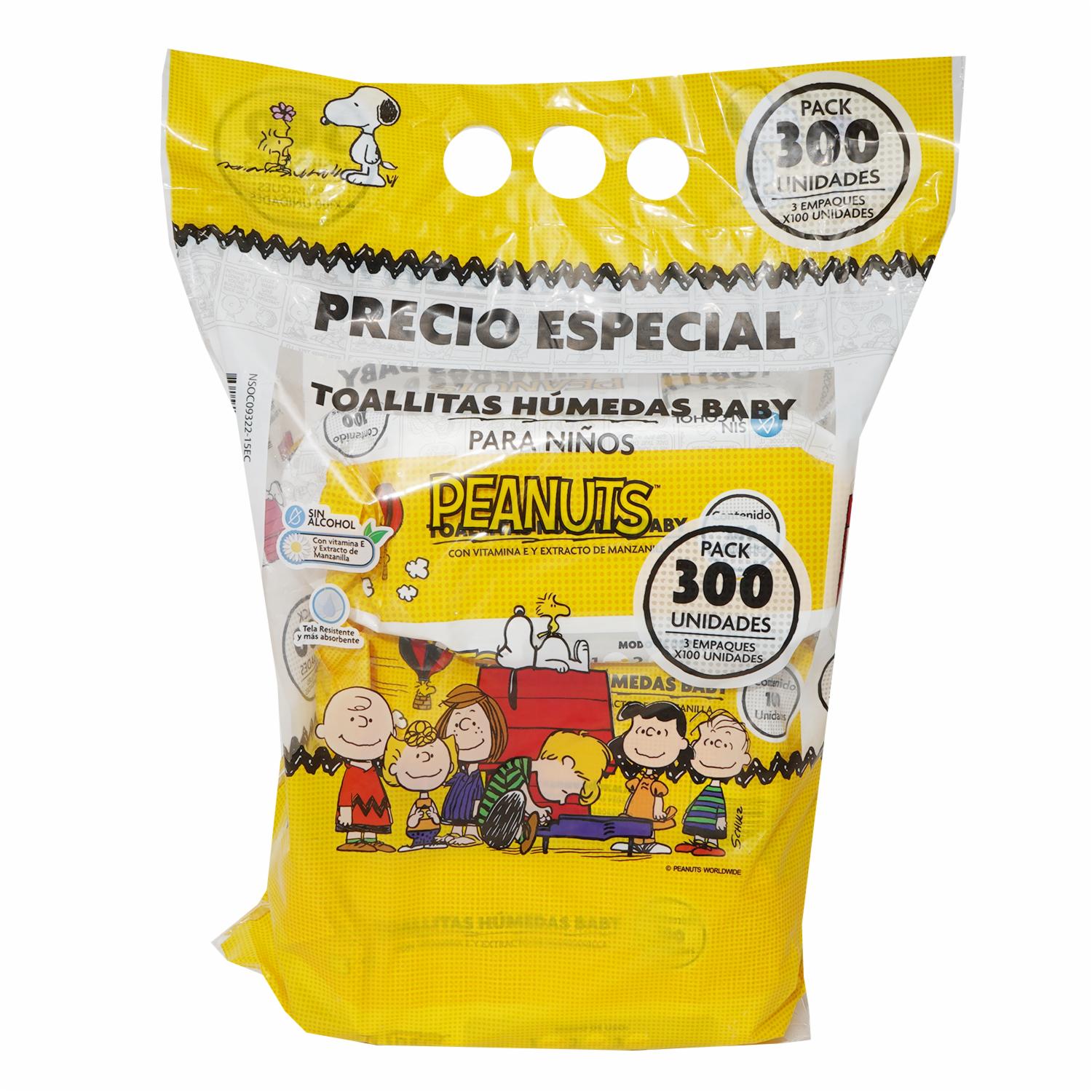 Pañitos Húmedos Snoopy Tripack PEANUTS 3 X 100 Uds
