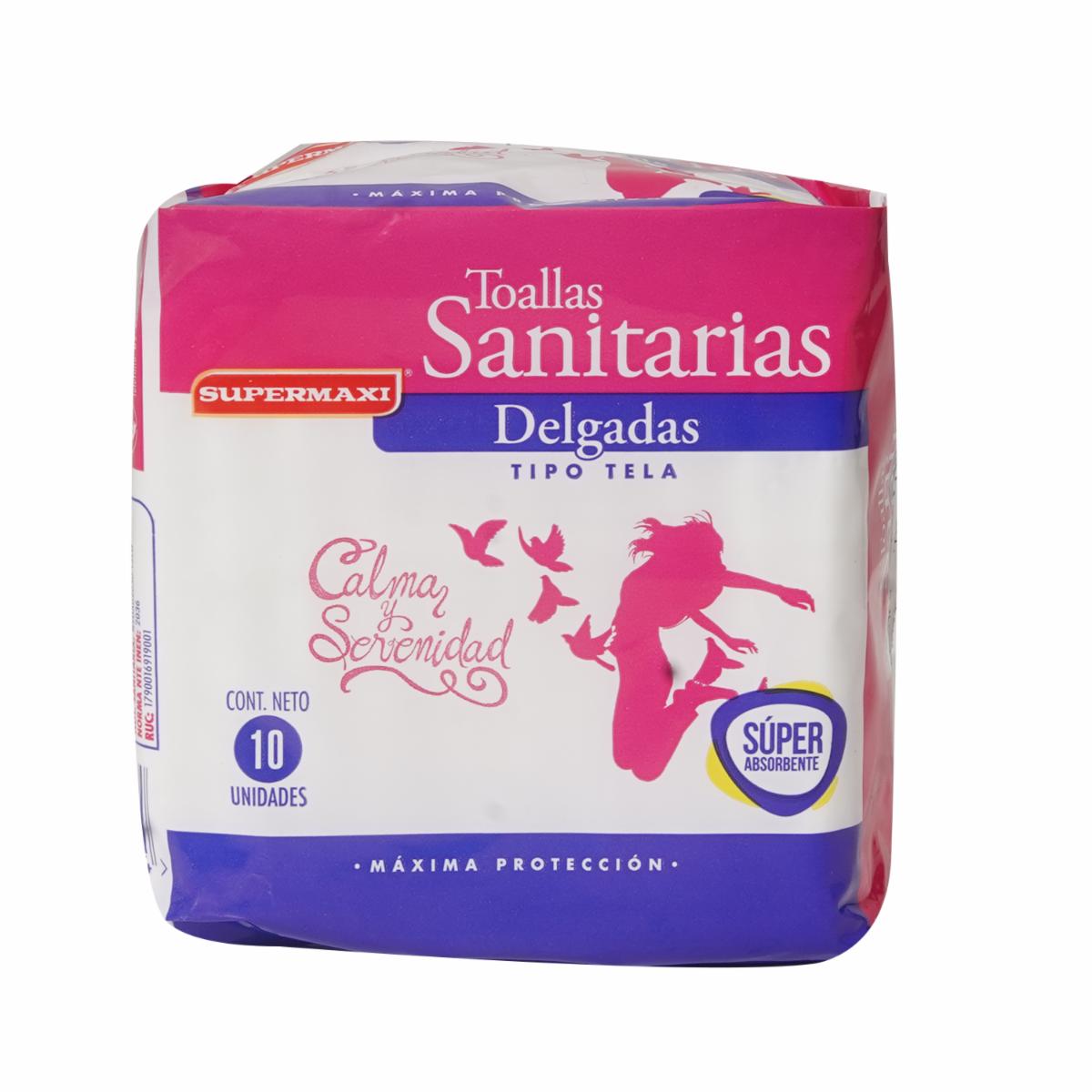 Toallas Sanitarias Delgada SUPERMAXI X 10 Uds
