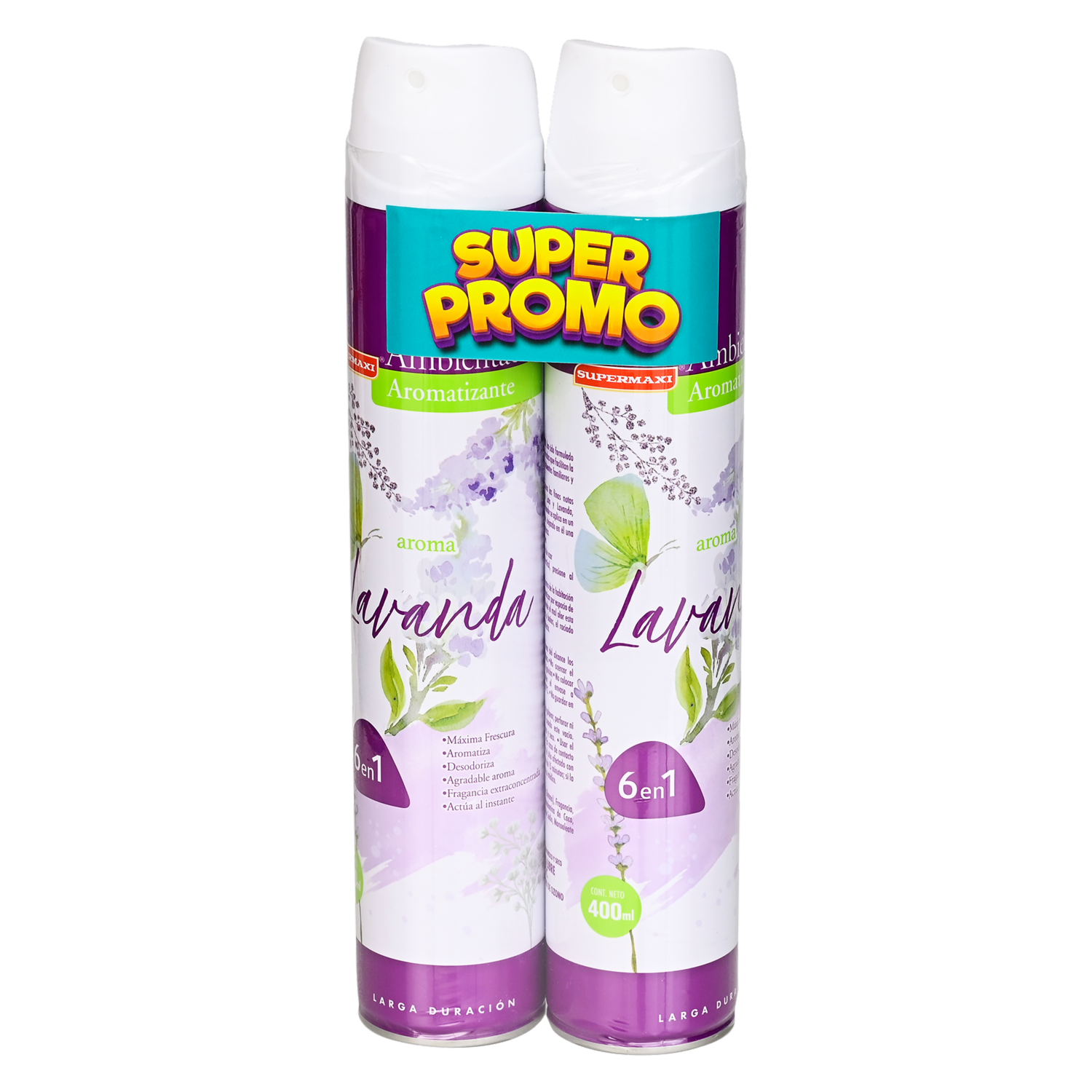 Desodorante Ambiental Fragancia Lavanda En Spray SUPERMAXI 2 Unidades X 400 Ml
