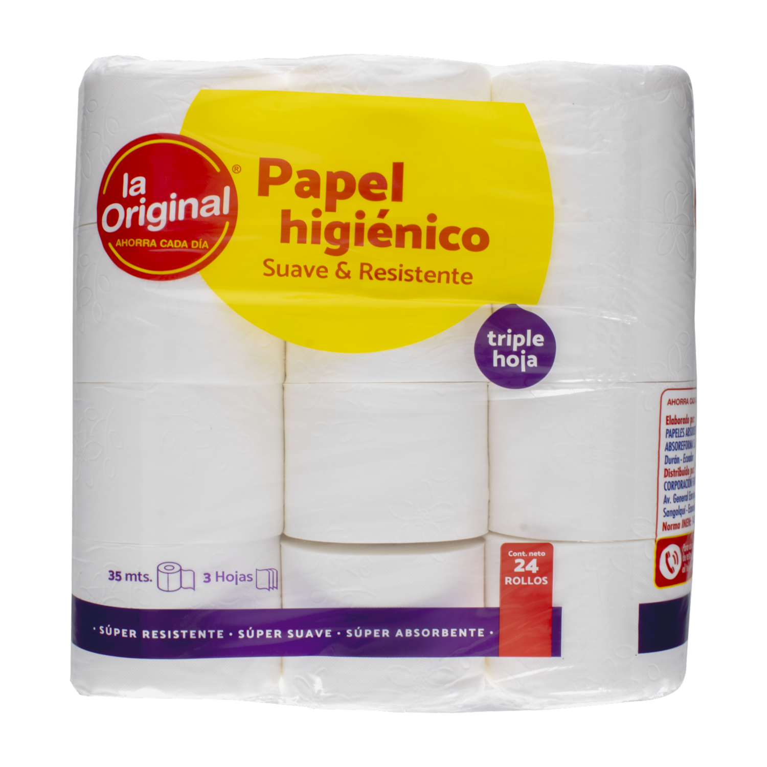 Papel Higiénico Económico Triple Hoja Suave Y Resistente LA ORIGINAL X 24 Uds
