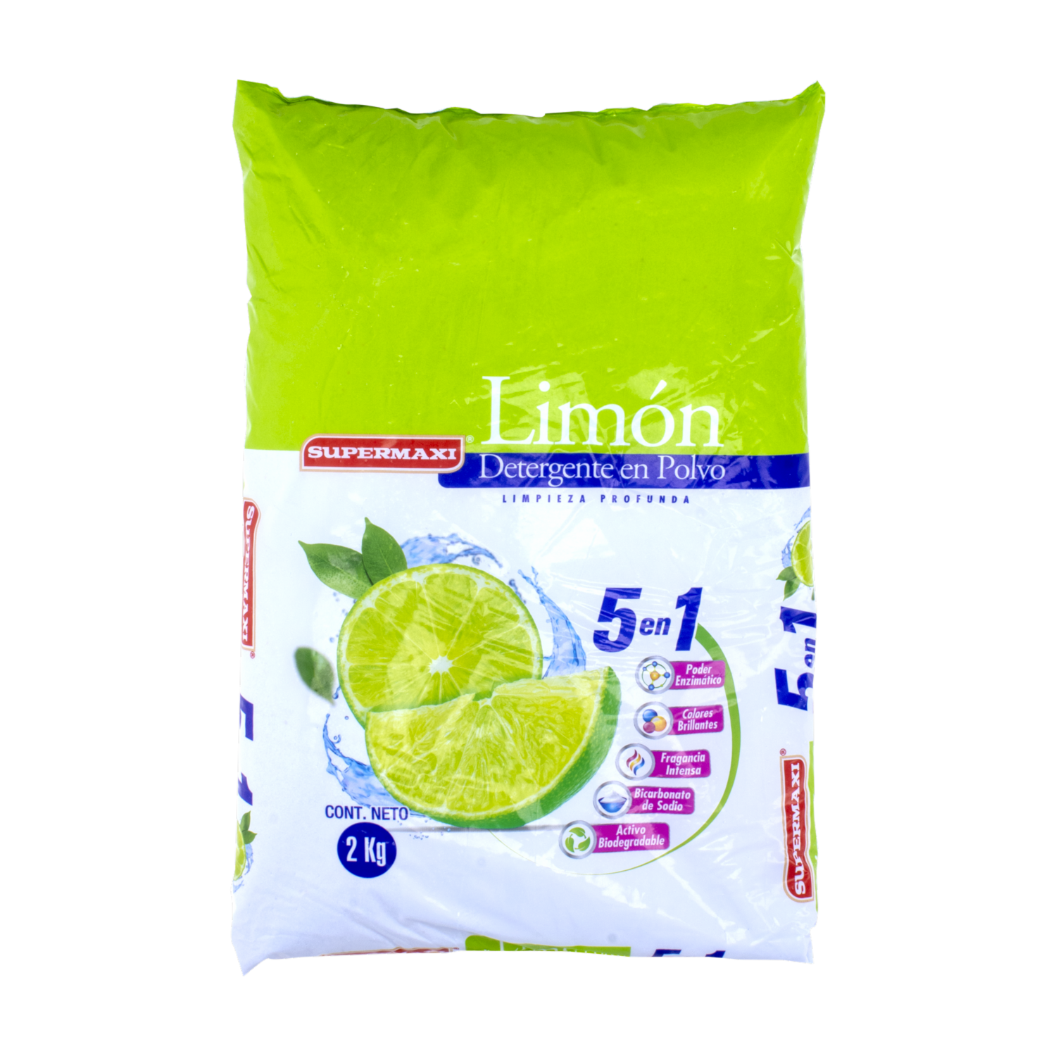 Detergente En Polvo 5 en 1 Aroma Limón SUPERMAXI 2000 G
