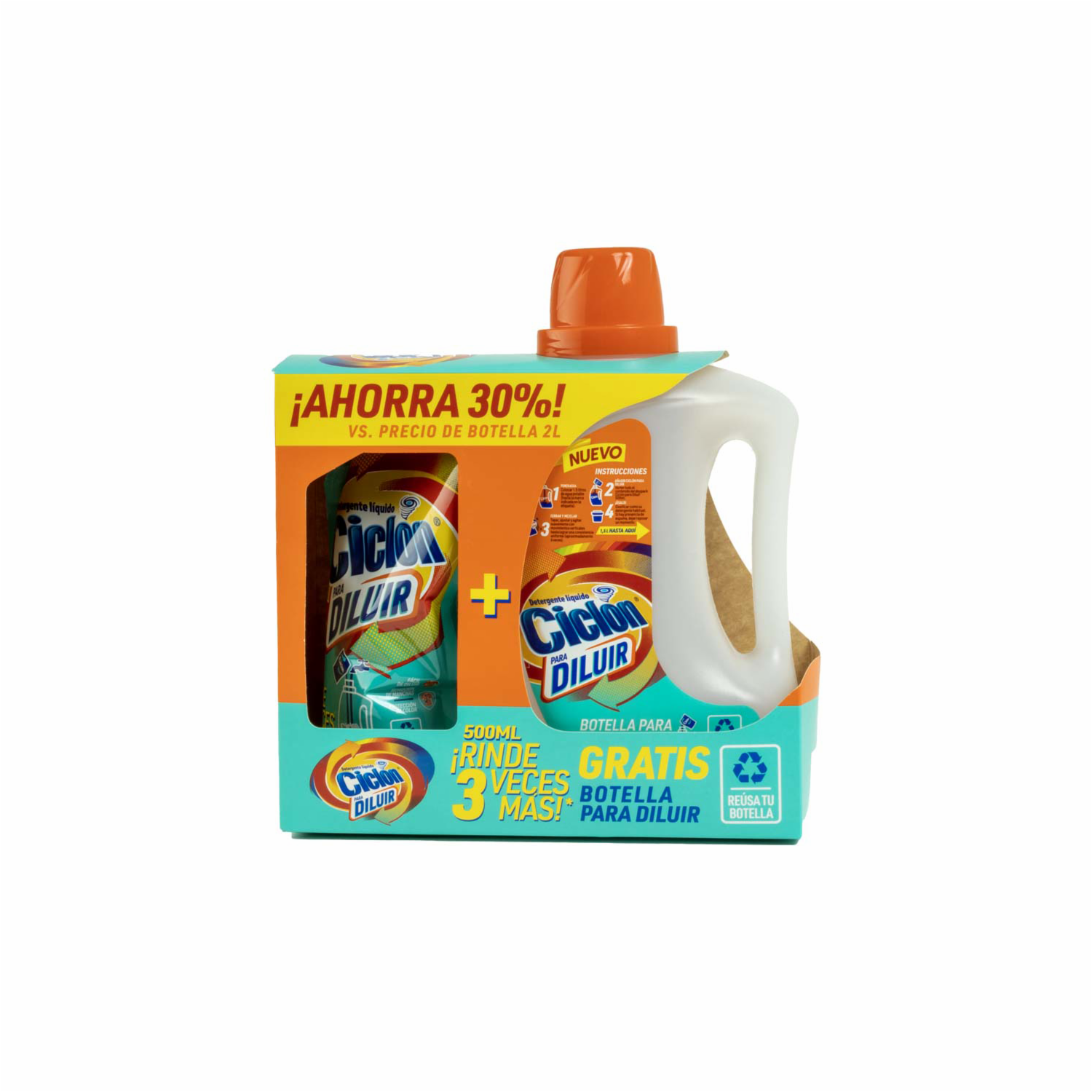 Detergente Líquido Para Diluir Gratis Botella CICLÓN 500 Ml