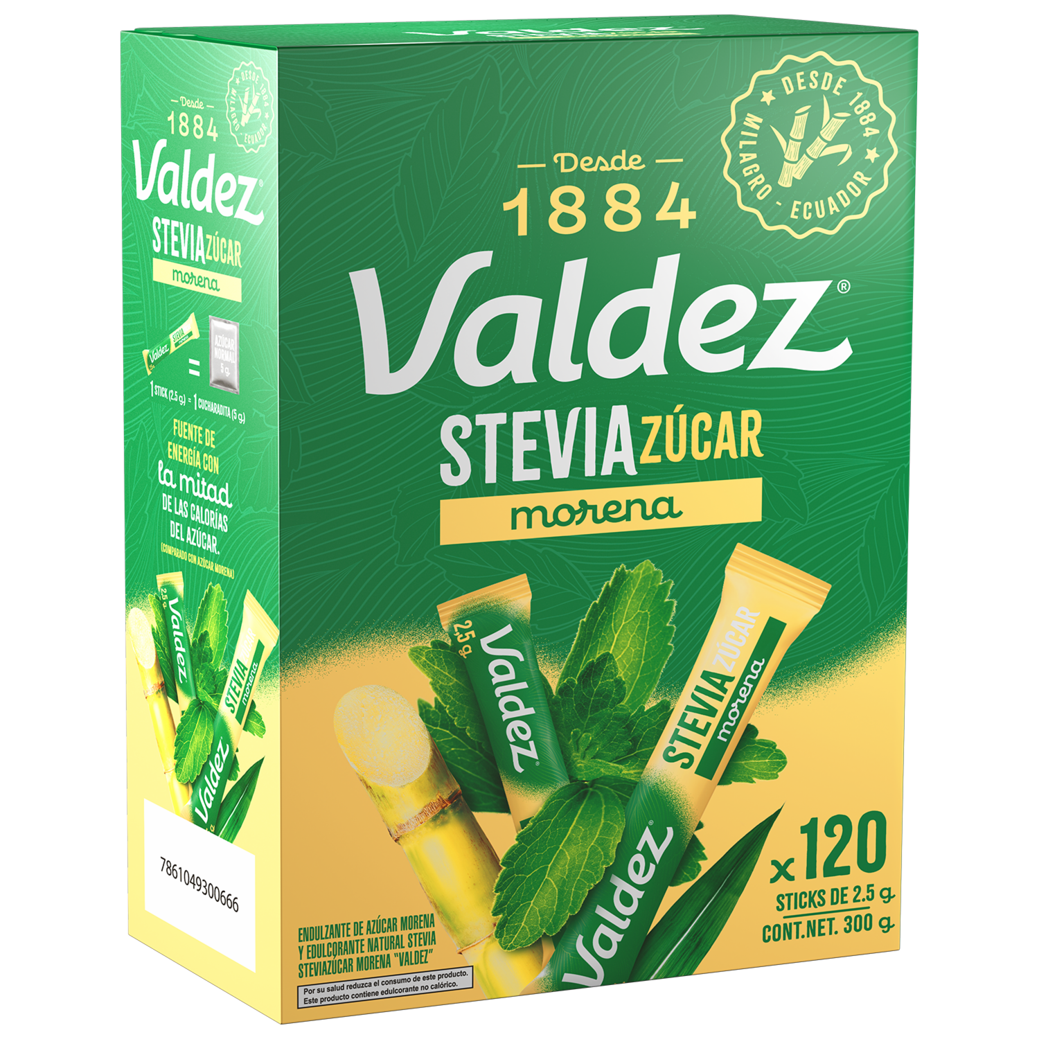 Azúcar Morena Con Stevia VALDEZ 120 X 2,5 G