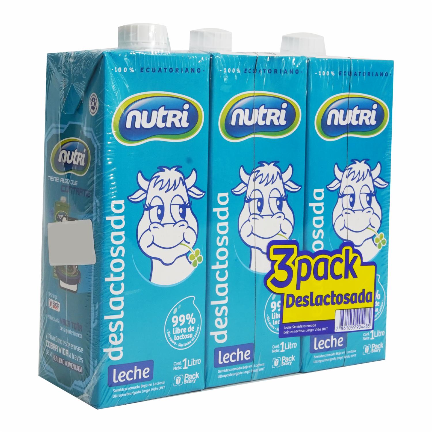 Leche Deslactosada 3 Pack NUTRI 3 X 1000 ml