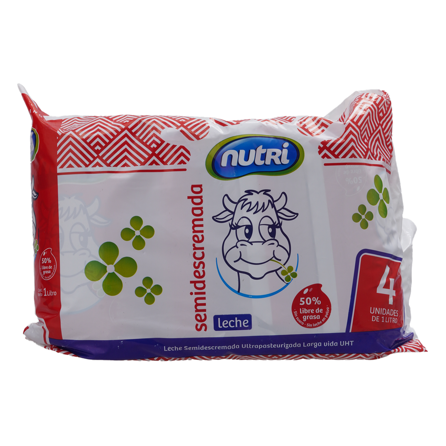 Leche Semidescremada UHT NUTRI 4 X 1000 ml