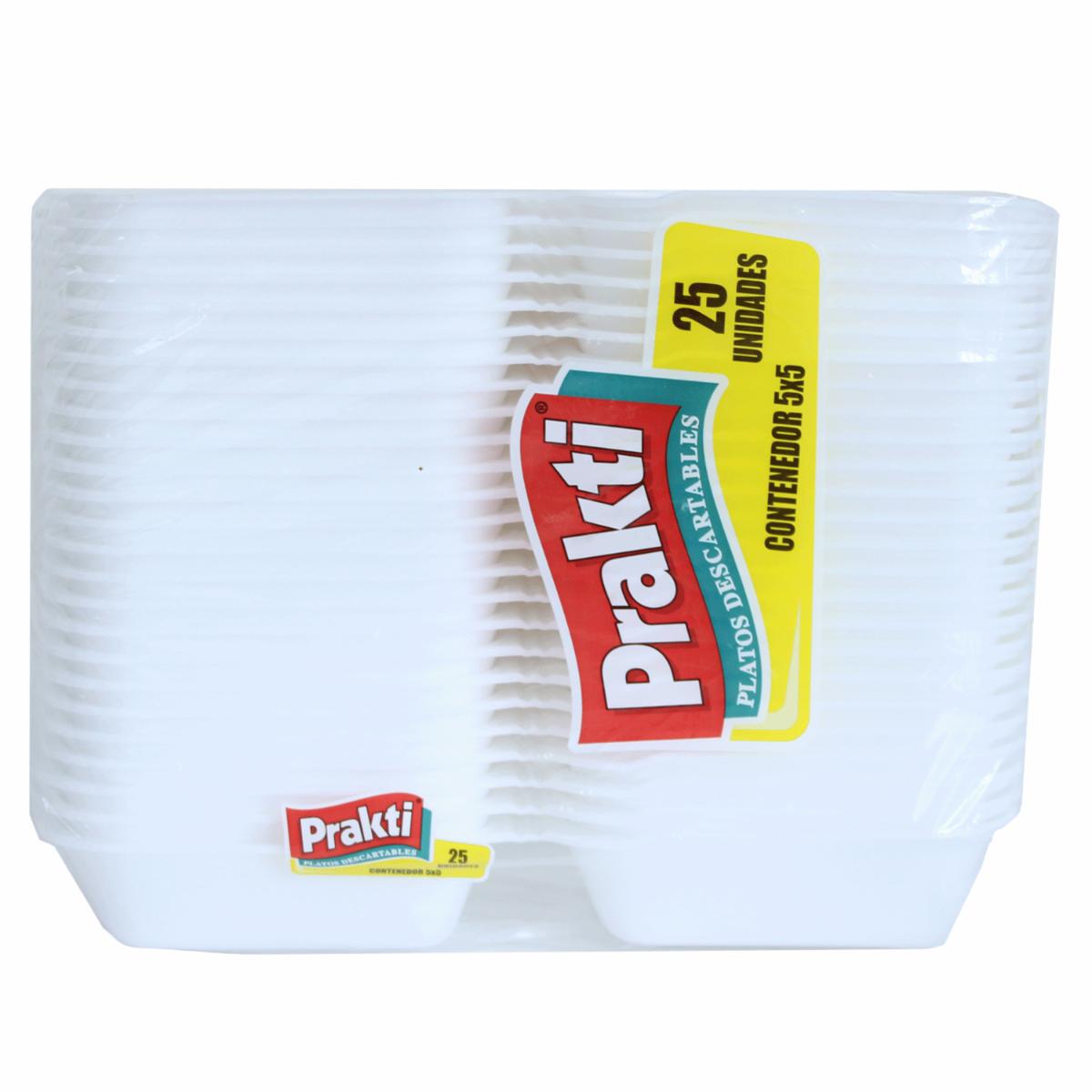 Contenedor Cuadrado Blanco PRAKTI 25 Uds
